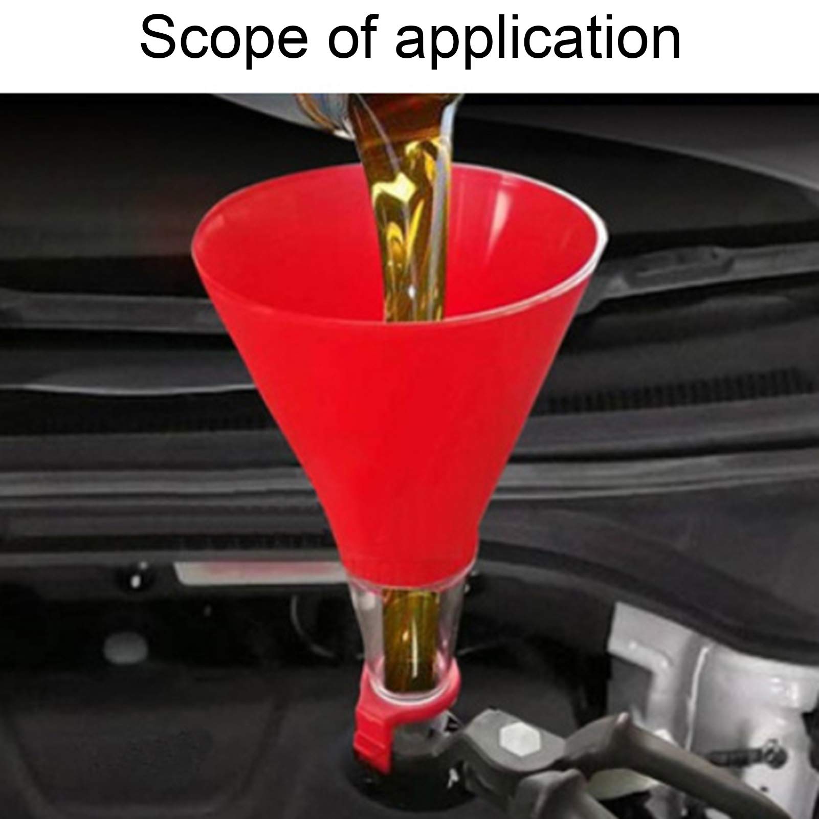 Universal Plastic Oil Funnel for Cars & Motorcycles - Large Diameter Engine Fluid Filling Tool for Oil, Diesel, Kerosene & Gasoline - Perfect for DIY Auto Maintenance & Garage Use (Red)