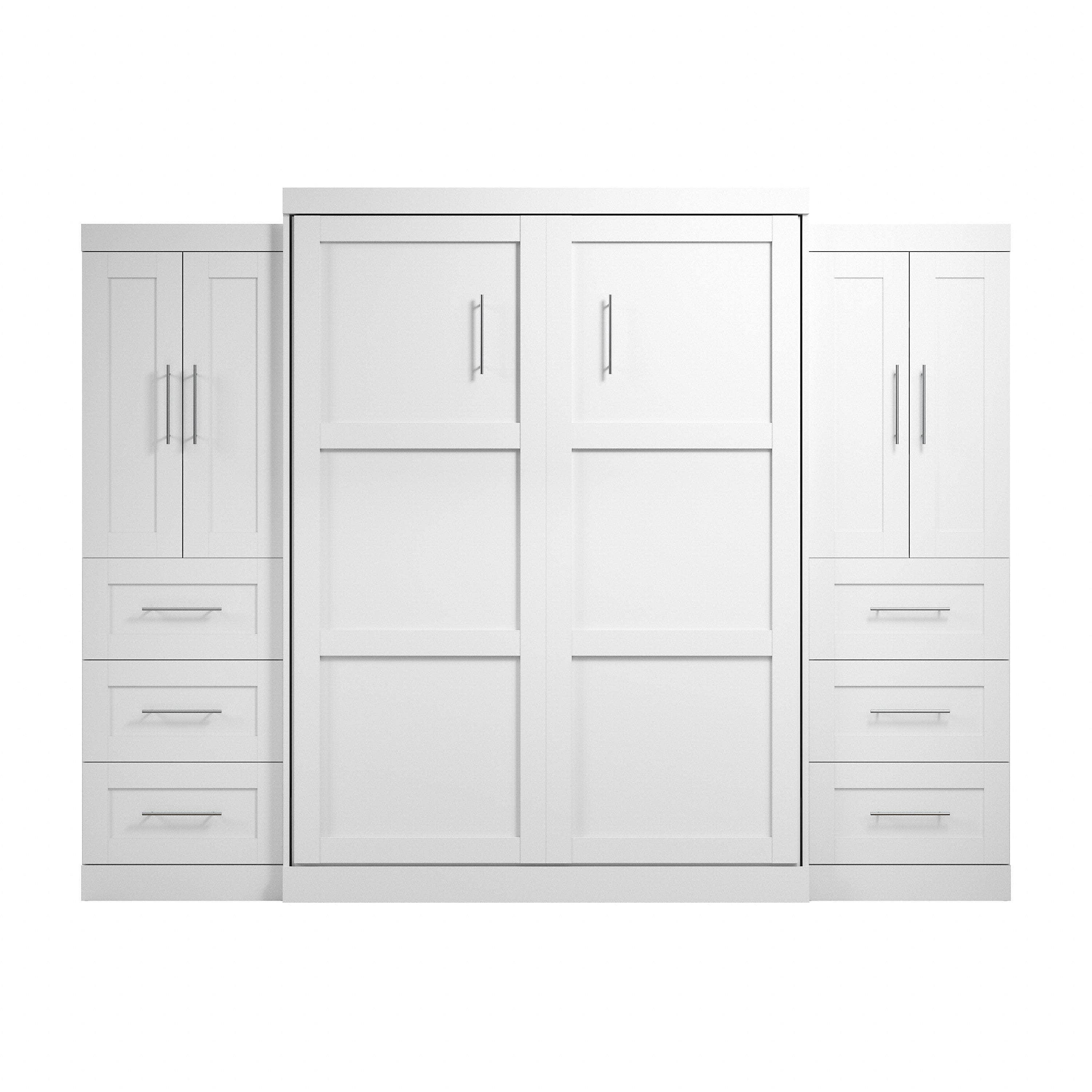 Pur Queen Murphy Wall Bed with Closet Storage Cabinets (115W) - 7 Color Options - Space-Saving Solution for Small Apartments, Guest Rooms & Home Offices