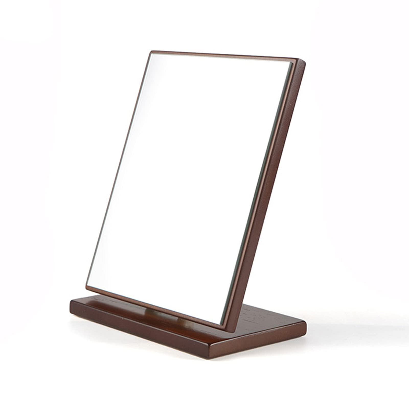 Vintage Wooden Table Mirror with Adjustable Stand - Small Rectangle Makeup Mirror for Cosmetics & Shaving - Compact Vanity Mirror with Wood Frame & Base | Perfect for Dressing Table, Bathroom, and Travel