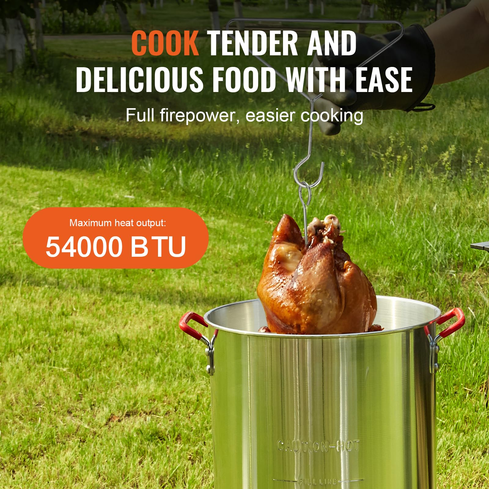 VEVOR 30-qt Aluminum Seafood Boiling Kit & Turkey Fryer Set with 54,000 BTU Propane Gas Burner - Outdoor Cooking Pot for Crab, Lobster, Crawfish, Shrimp - Perfect for Thanksgiving, Backyard Parties & Camping Trips