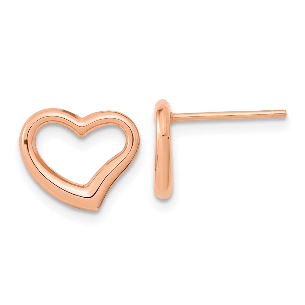 14K Rose Gold Heart Stud Earrings for Women - Diamond2Deal Polished Fine Jewelry - Perfect for Valentine's Day, Anniversary Gifts & Everyday Elegance