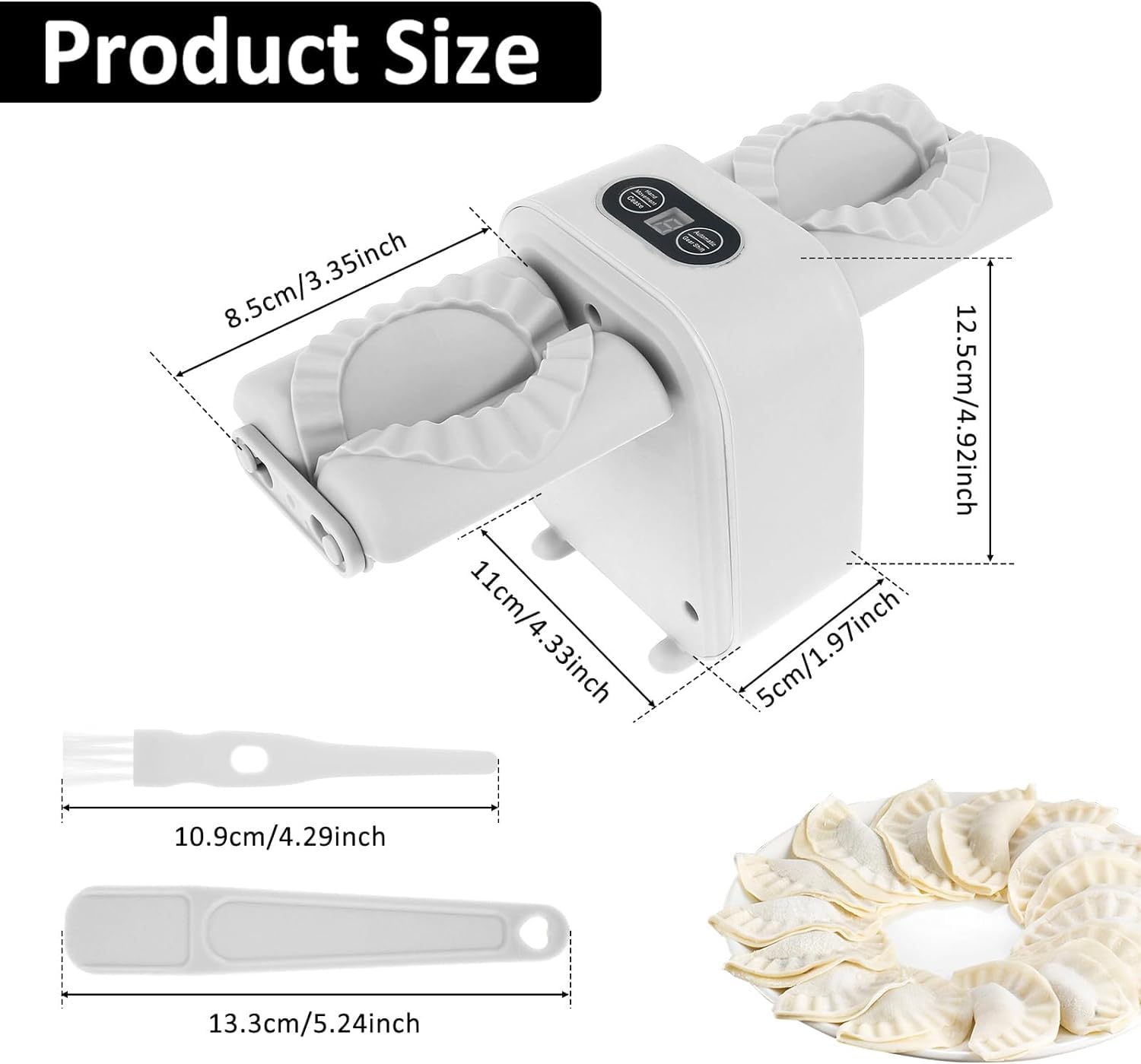 Electric Dumpling Maker Machine - Adjustable & Easy to Use Kitchen Appliance for Homemade Dumplings, Wontons & Pastries | Perfect for Family Cooking, Meal Prep & Asian Cuisine (Gray)