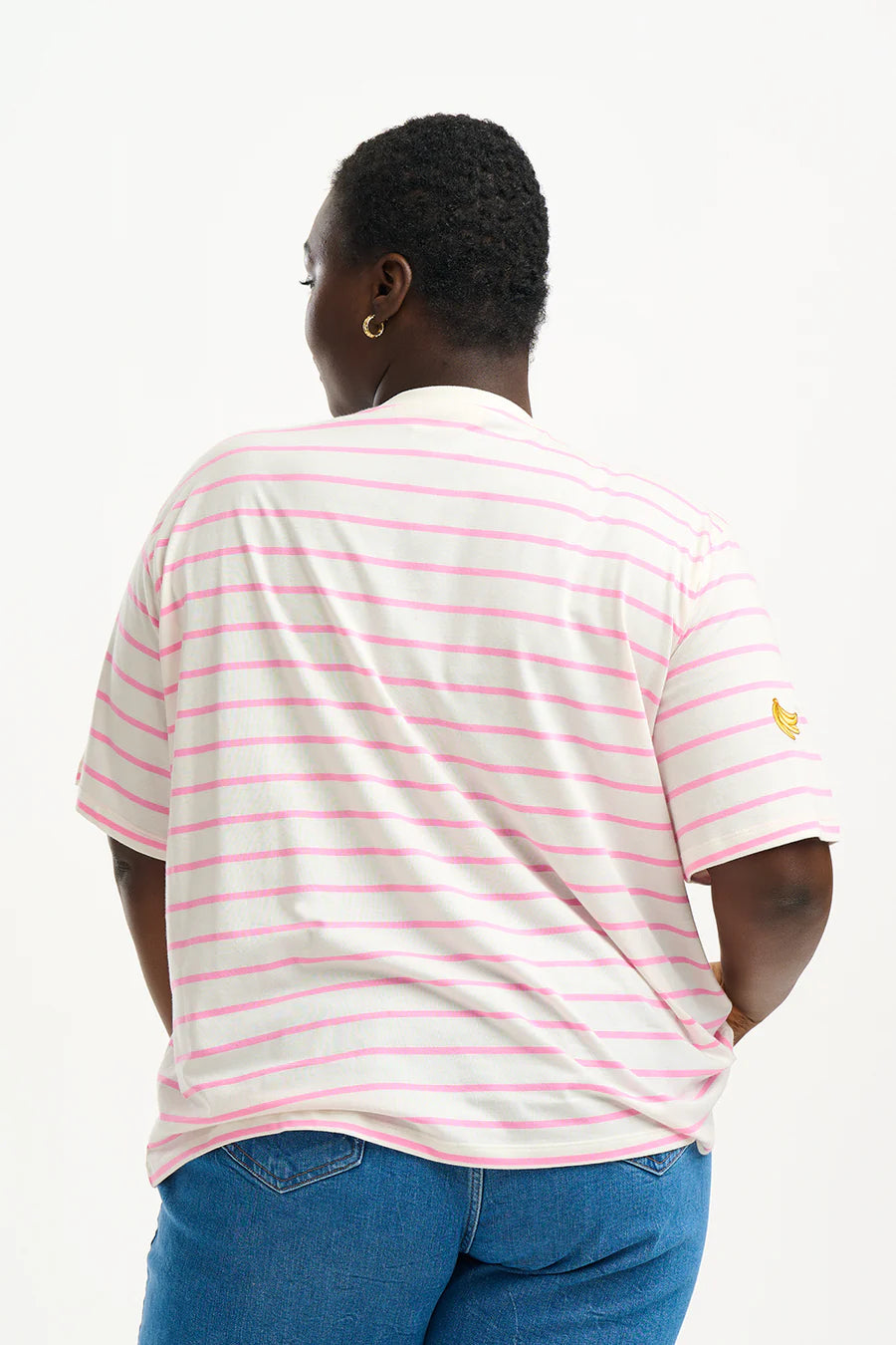 Kinsley Relaxed Fit T-Shirt for Women - Soft Cotton Casual Tee in Off White & Pink Fruit Print | Perfect for Everyday Wear, Lounge & Outings