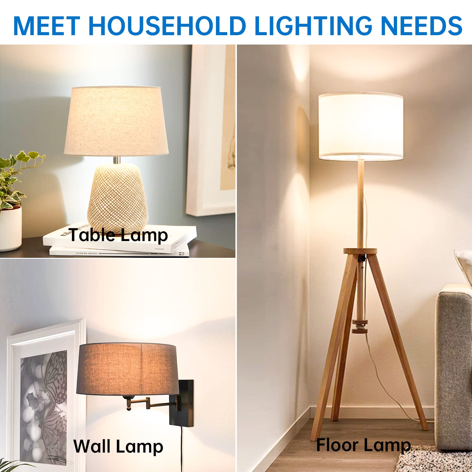 3-Way LED Light Bulbs 5000K Daylight, 50/100/150 Watt Equivalent, A21 E26 Base, Energy Saving Bright White Bulbs (2 Pack) - Perfect for Home, Office, and Workshop Lighting