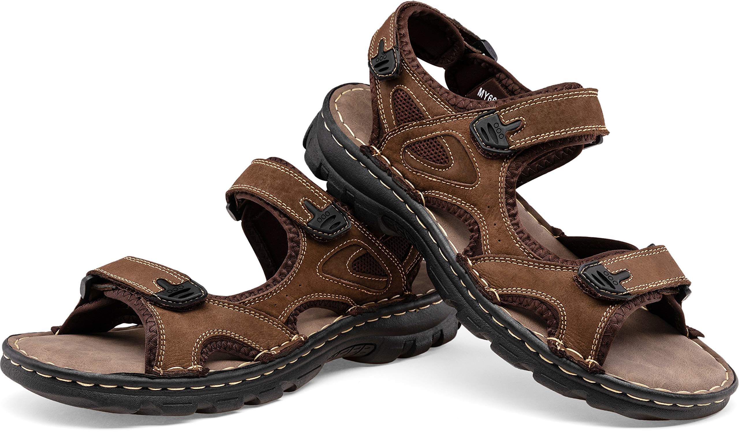 Jousen Men's Leather Open Toe Sandals - Breathable Beach & Hiking Sandals for Summer Outdoor Activities | Perfect for Walking, Travel and Water Sports