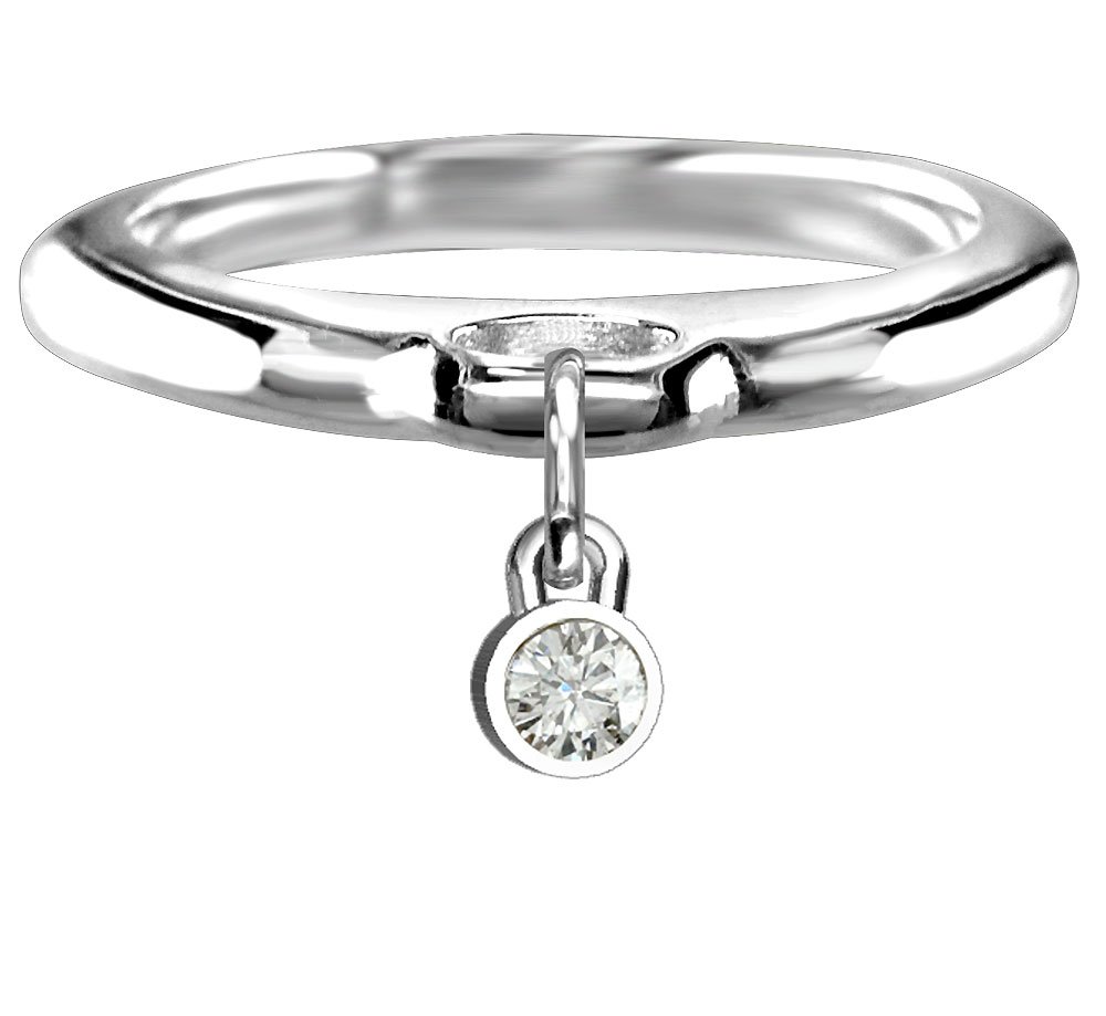 Sterling Silver Cubic Zirconia Bezel Charm Ring - Elegant Domed Design for Women, Perfect for Parties, Weddings & Everyday Wear