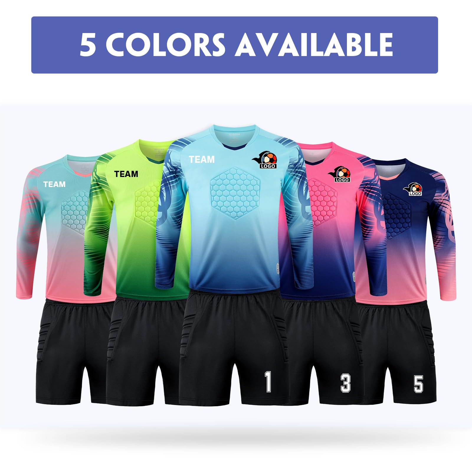 Custom Personalized Goalie Jersey Soccer Uniform for Adults & Kids - Long Sleeve Shirt & Pants with Name & Team Logo - Perfect for Goalkeepers, Team Sports, and Soccer Training