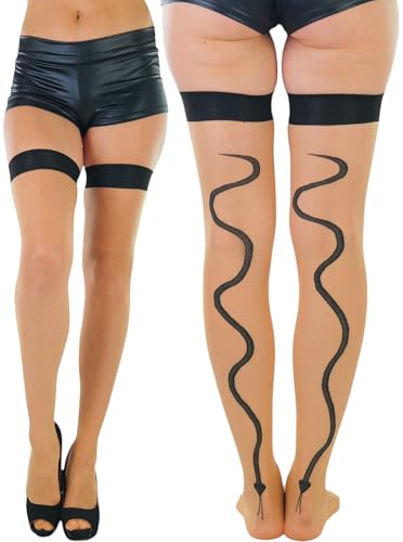 Snake Print Backseam - Beige/Black