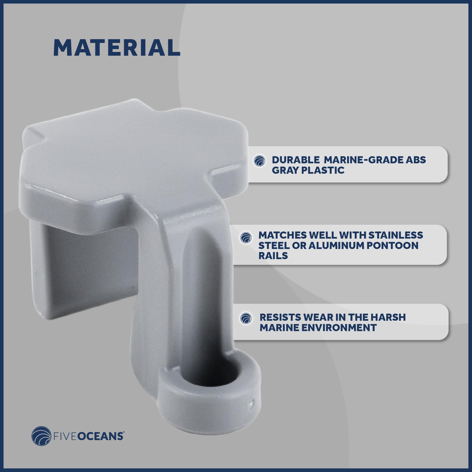 Five Oceans Boat Fender Clips - 4 Pack Heavy Duty Pontoon Boat Rail Fender Hangers for Bumpers, Square Rail Boat Fender Holders - Perfect for Dock Protection & Marine Safety (FO4685)