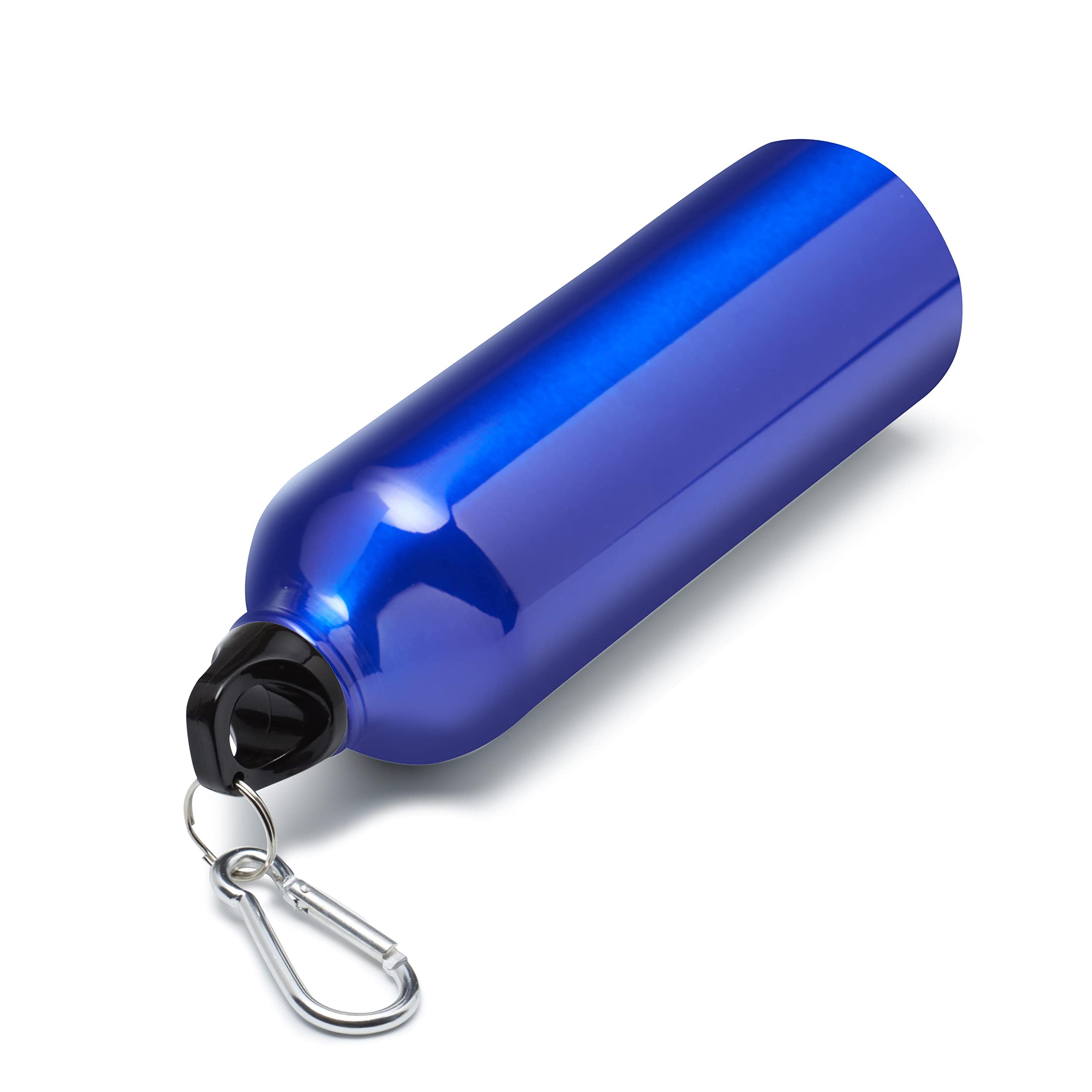 Custom 24 oz Aluminum Water Bottles with Carabiner - Bulk Pack of 10 Personalized Sport Bottles - Leakproof & Durable for Gym, Hiking, Camping, Running, Cycling - Perfect Gift for Outdoor Enthusiasts - Met Blue
