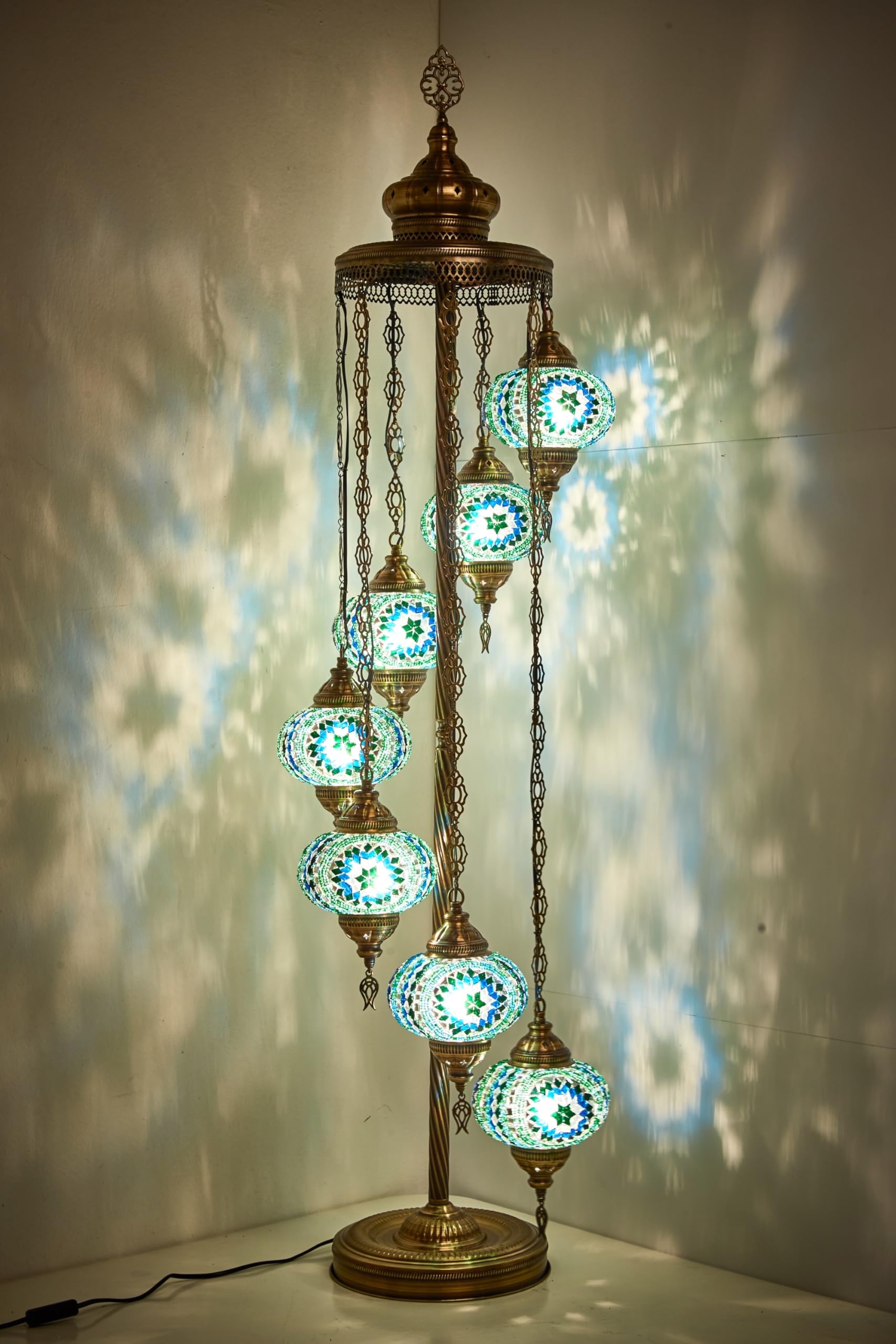DEMMEX - 7 Large Handcrafted Turkish Moroccan Mosaic Floor Lamp, 60
