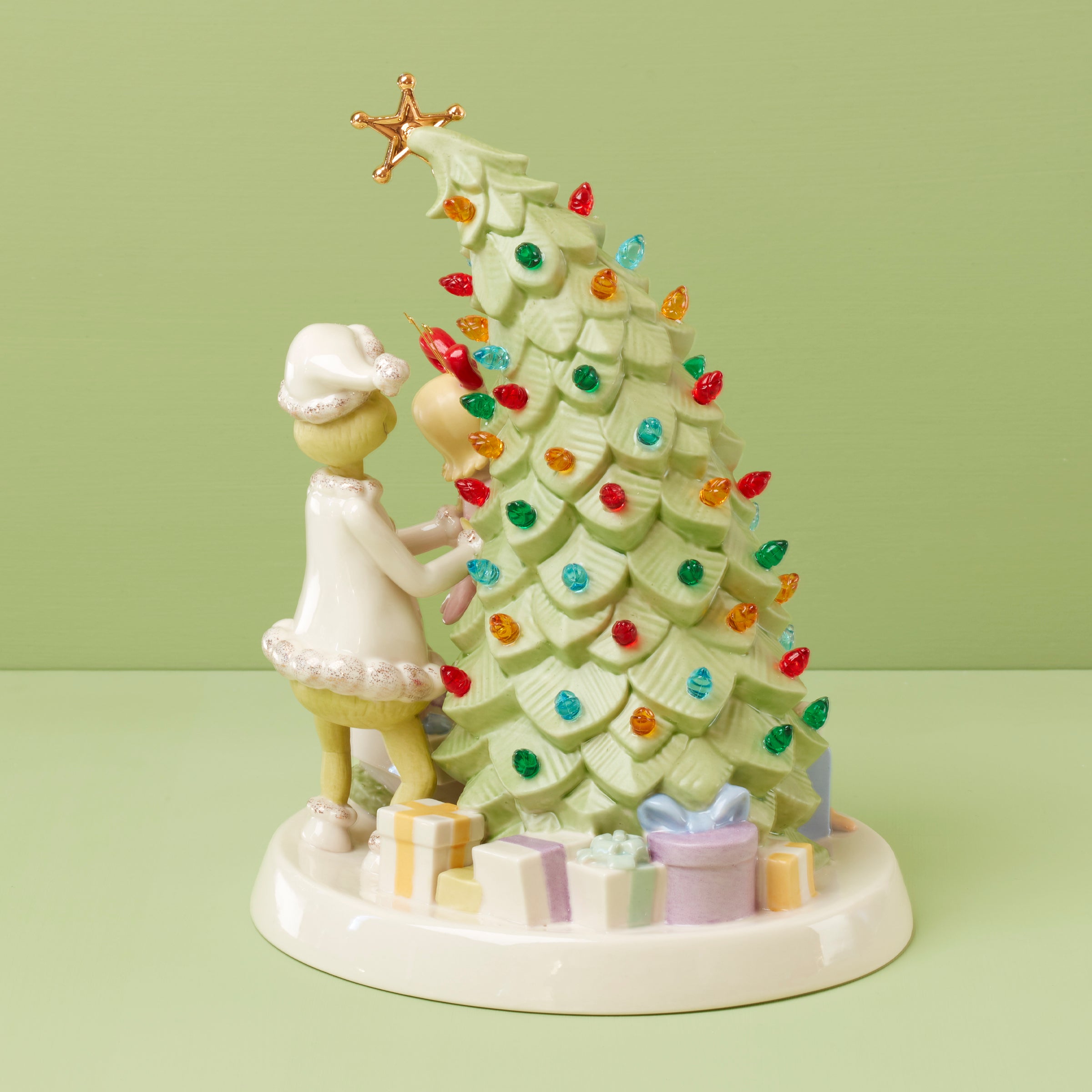Festive Grinch Christmas Tree Light-Up Figurine - Perfect for Holiday Decor, Party Centerpiece & Gift Giving