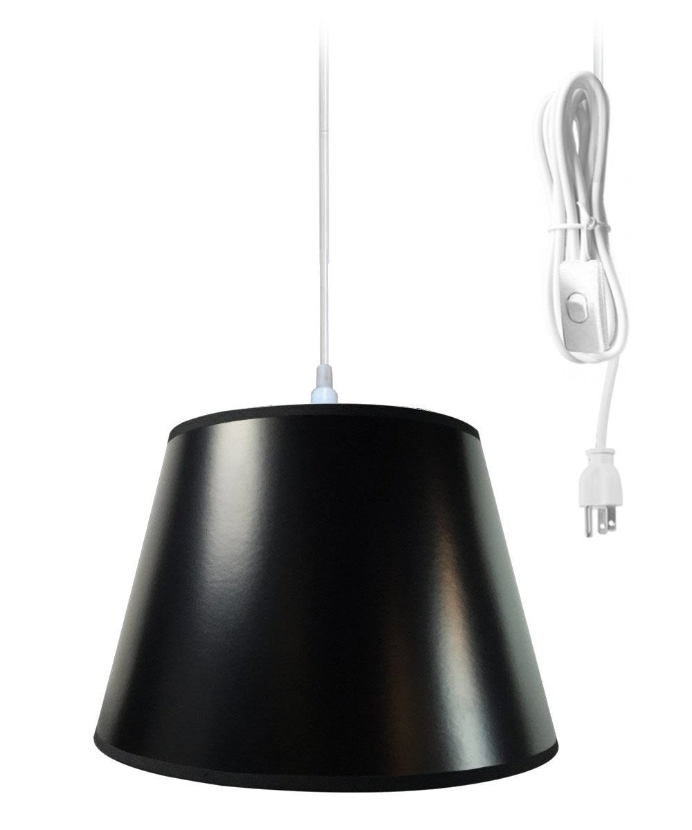 13W Plug-In Hanging Swag Pendant Light with Black/Gold Shade - Perfect for Kitchen Island, Dining Room, or Bedroom Lighting