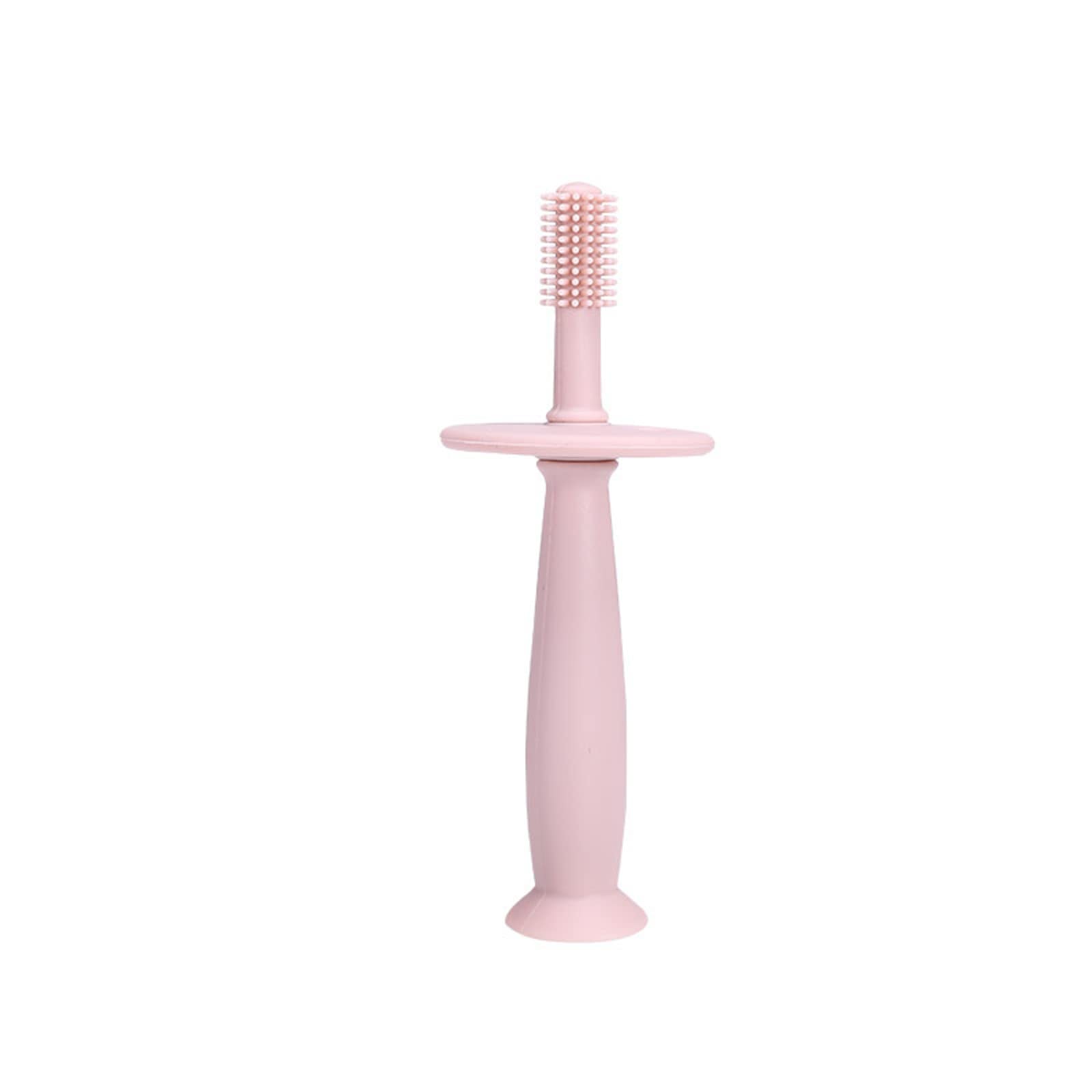 SINGOVE Soft Silicone Infant Toothbrush for Babies 0-3 Years - Food Grade BPA-Free, Choke Protection & Suction Cup - Gentle Teeth Cleaning for Toddlers (Pink) - Perfect for Bath Time, Travel & First Dental Care