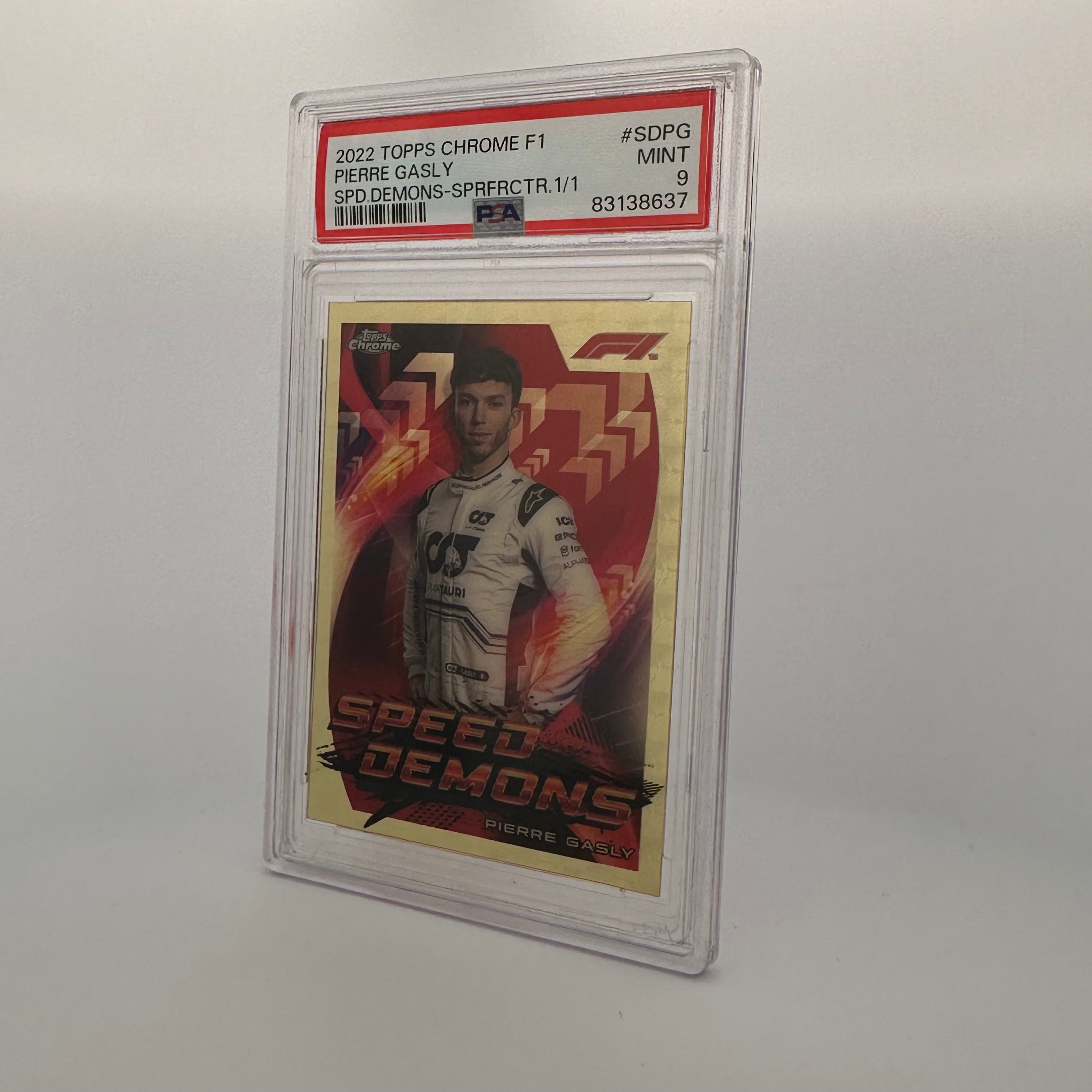 PSA 9 Graded 1/1 Pierre Gasly #SDPG Speed Demons Superfractor Rare Racing Card - Perfect for F1 Collectors, Sports Memorabilia Displays & Trading Card Investments