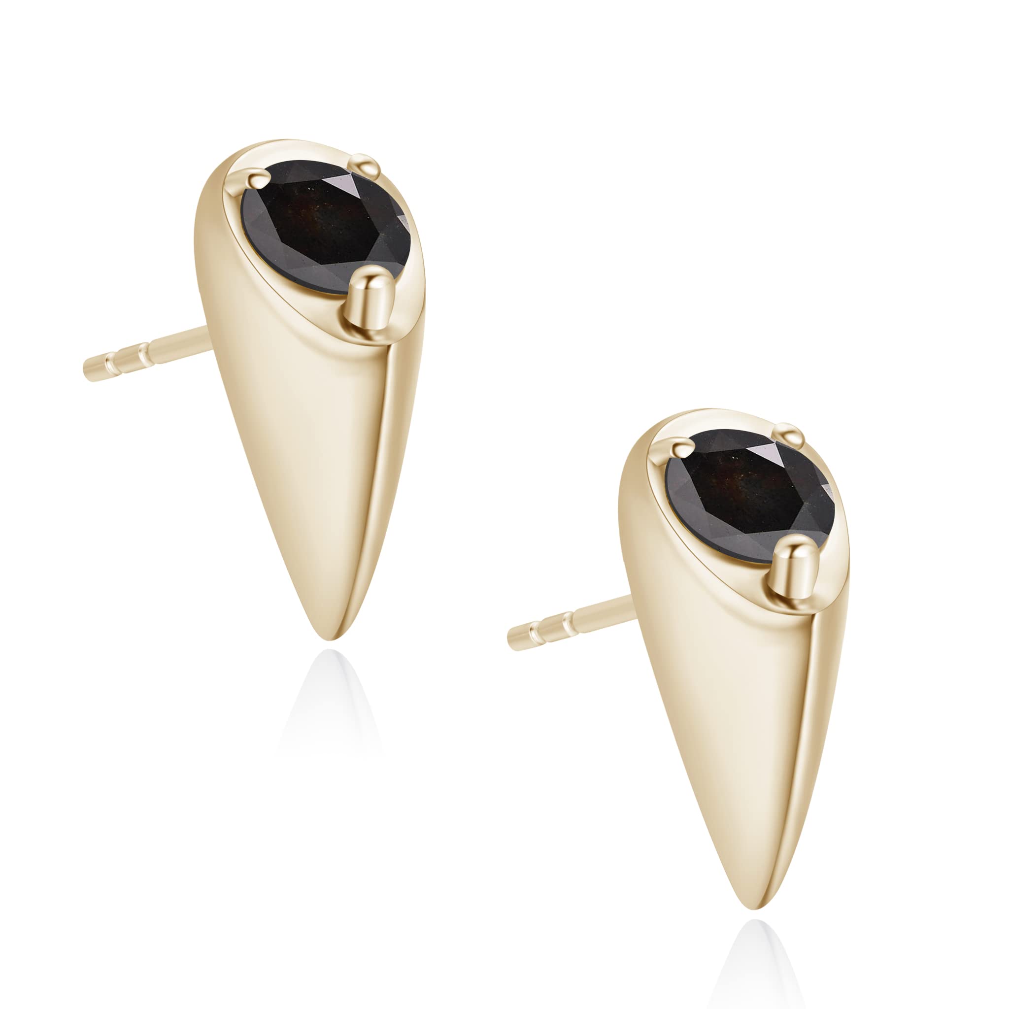 Black Diamond Stud Earrings - Small Drop Dainty Stackable Earrings for Multiple Piercings - April Birthstone Alternative with Black Tourmaline - Perfect for Everyday Wear, Special Occasions & Gift Giving