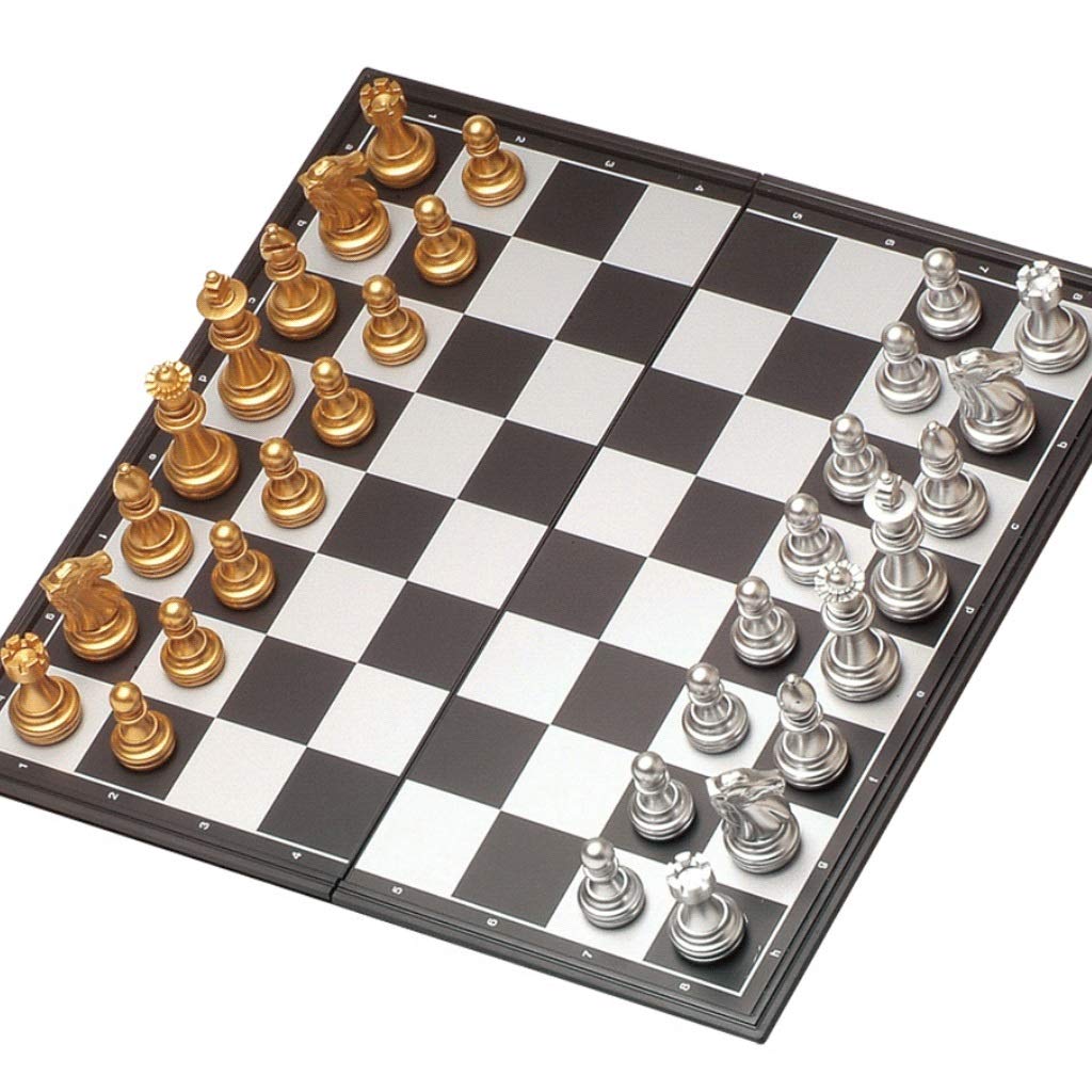 Magnetic Travel Chess Set - Portable Folding Chess Board Game with Gold & Silver Pieces for Adults & Kids | Indoor, Outdoor, Camping & Office Use