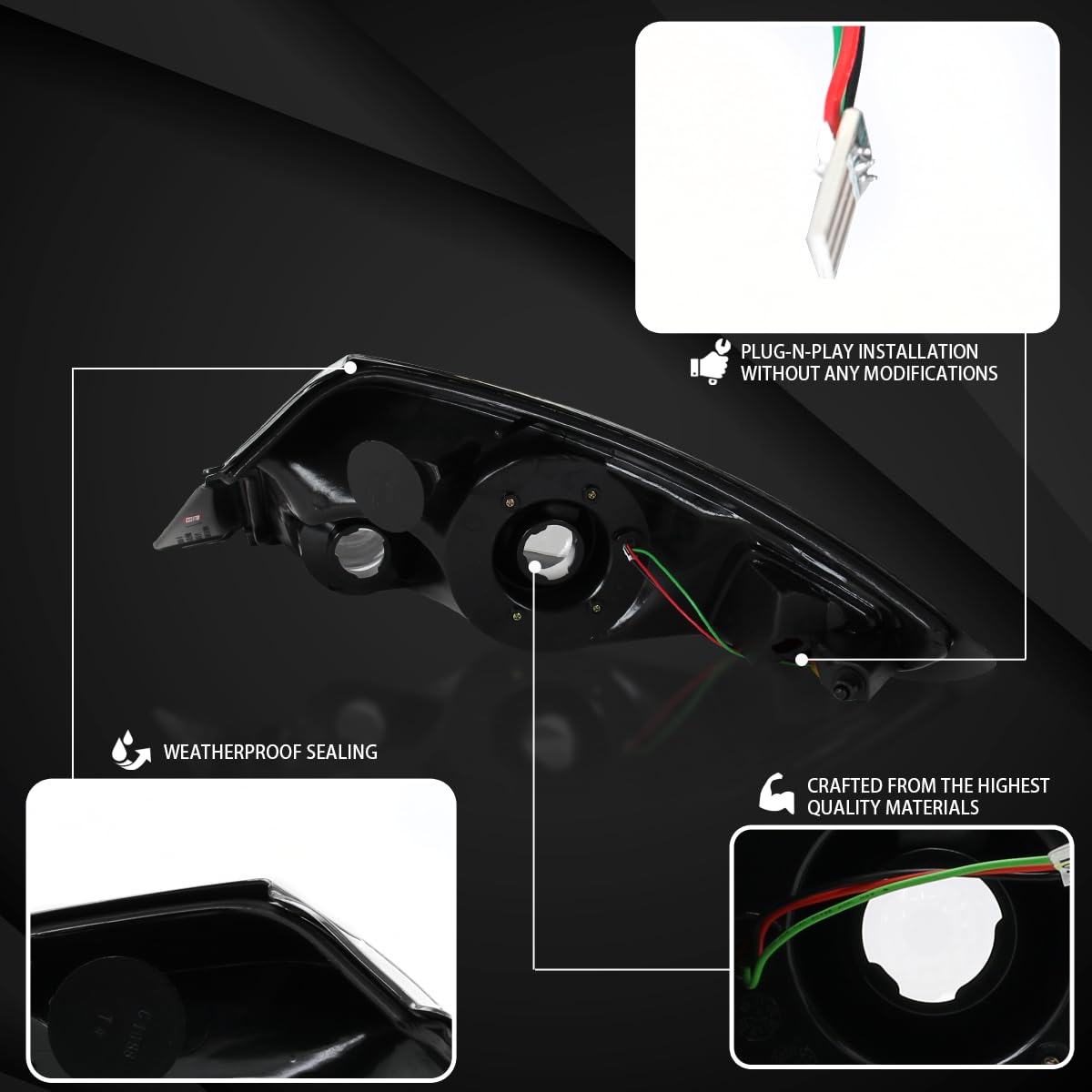 AUTOZENSATION LED Tail Lights Compatible with 2006-2011 Mitsubishi Eclipse - Left & Right Pair Assembly, JDM Style Chrome Housing with Clear Lens - Perfect for Car Upgrades & Night Driving Safety