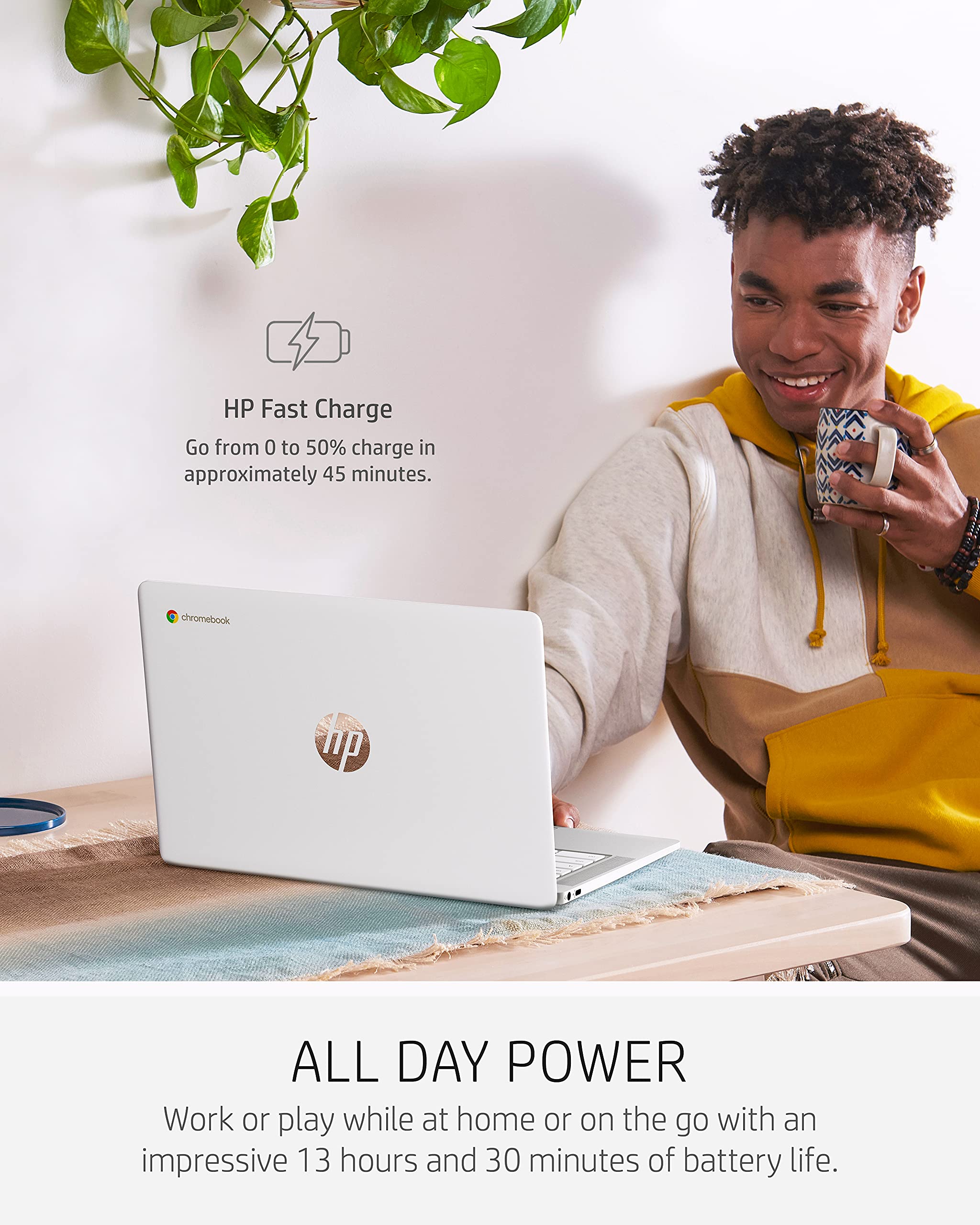 HP Chromebook 14 Laptop - Intel Celeron N4000, 4GB RAM, 32GB eMMC, 14