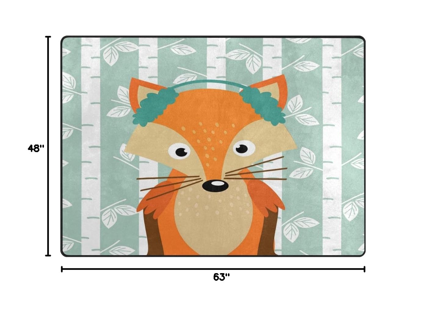ALAZA Cartoon Birch Tree Cute Fox Area Rug - 5'3