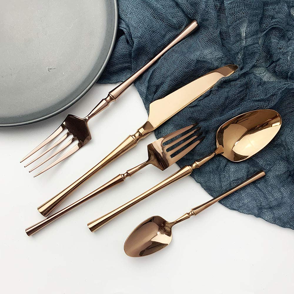 Premium 20-Piece 18/10 Stainless Steel Rose Gold Flatware Set - Service for 4 (Knives, Forks, Spoons) - Mirror Polished Elegant Dining Cutlery - Perfect for Wedding Gifts, Dinner Parties & Upscale Home Tableware