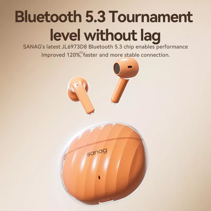 Sanag T40S Pro Wireless Bluetooth Earbuds, Half In-Ear TWS Stereo Headphones with Mic for iPhone Android - Perfect for Gym, Running, Commuting & Workouts