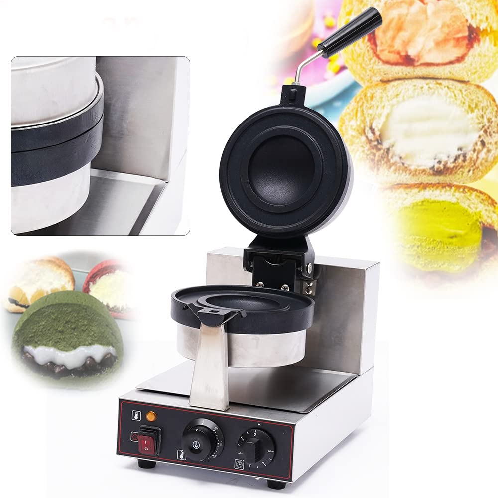 1000W Electric Rotating Burger Waffle Maker - Nonstick Stainless Steel Silver Modern Style - Perfect for Breakfast, Brunch & Party Snacks