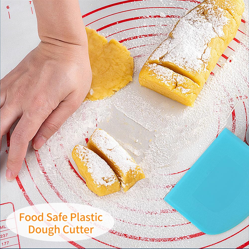 ALLTOP Flexible Plastic Bowl Spatula & Bench Scraper Set (2-Piece) - White & Blue - Multipurpose Kitchen Tool for Baking, Pastry, Bread Dough, Cake Decorating & Fondant Icing - Perfect for Home Bakers & Professional Chefs