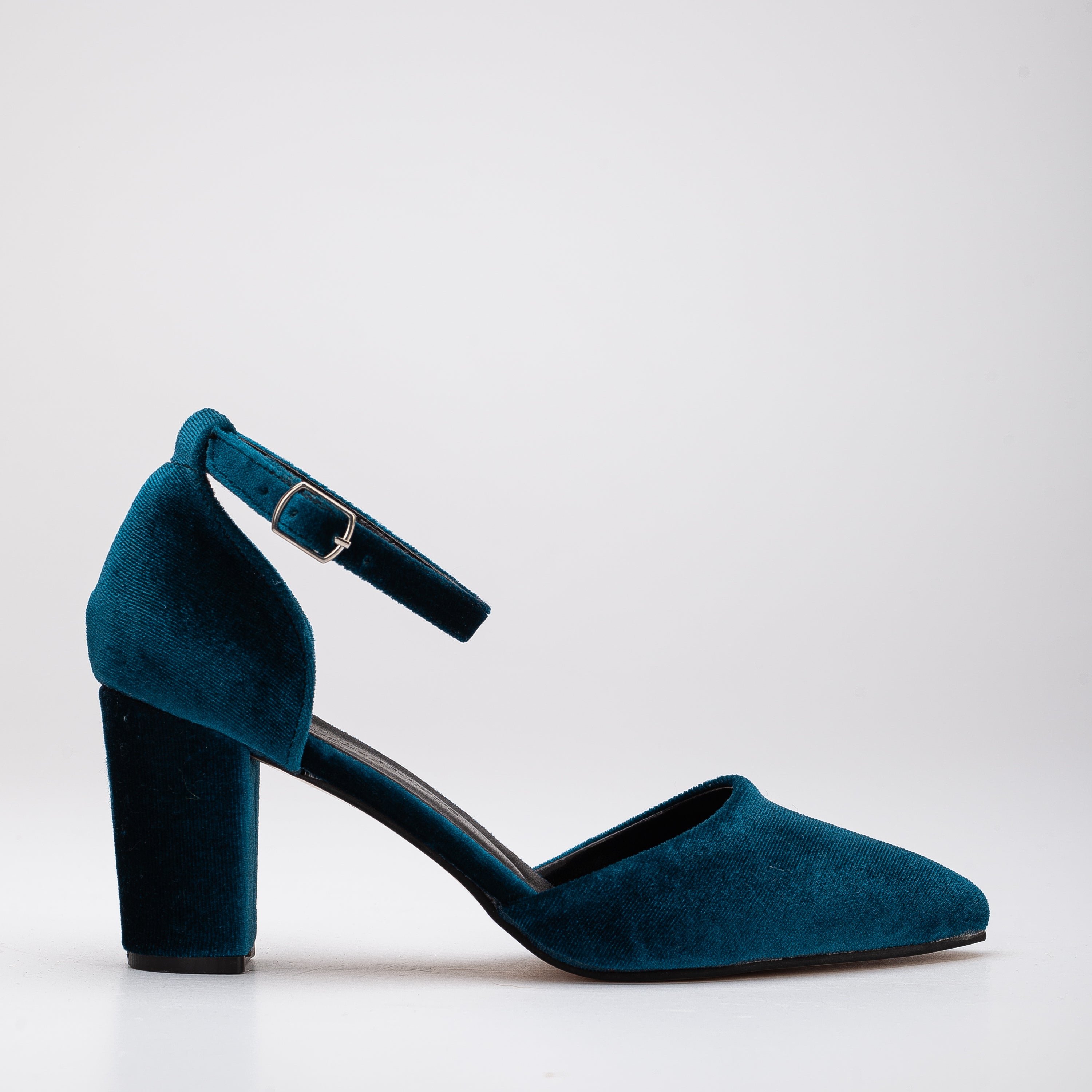 Gisele Teal Blue Velvet Heels with Ribbon - Elegant Women's Dress Shoes for Weddings, Parties & Special Occasions