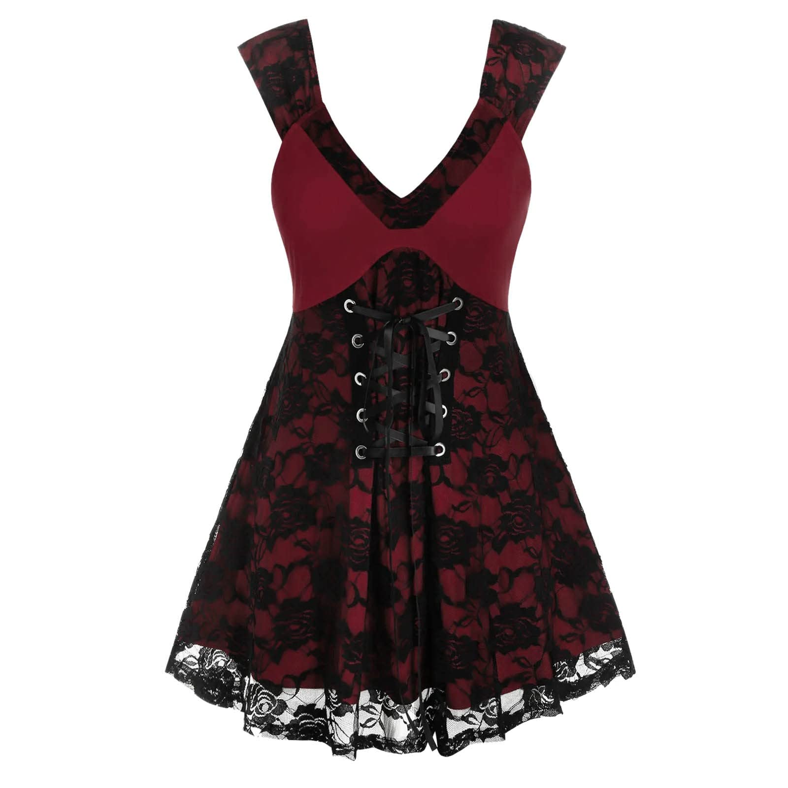 Women's Fashion Rose Lace V-Neck Sleeveless Cropped Tank Top with Cross Drawstring - Perfect for Summer Outfits, Beach Wear, and Casual Street Style