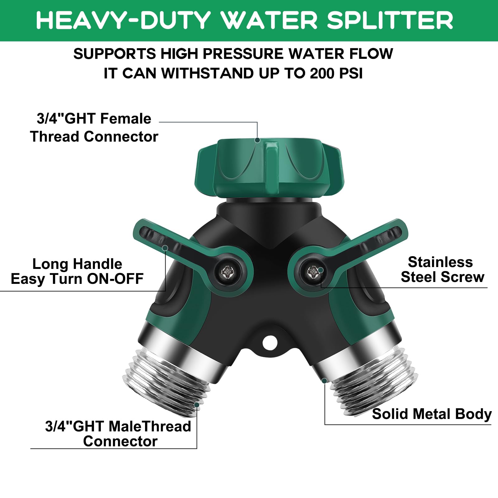 2-Way Garden Hose Splitter - 3/4