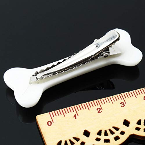 6 Pcs White Dog Bone Hair Clips for Women & Girls - Cute Halloween Cosplay Party Hair Accessories - Perfect for Costume Parties, Pet Lovers & Themed Events