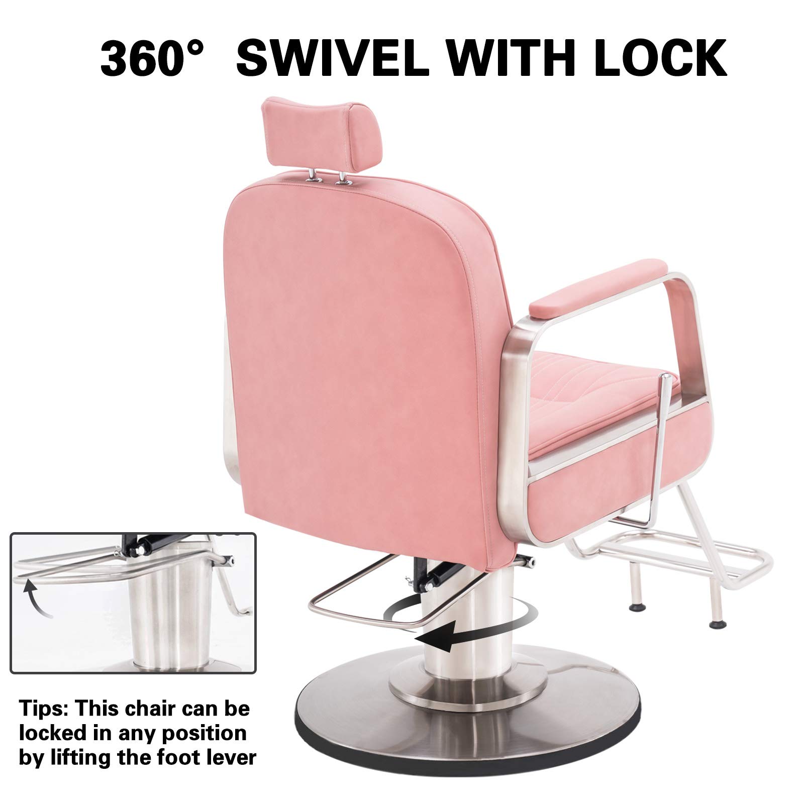 **Professional Hydraulic Barber Salon Chair for Hair Stylists - All-Purpose Beauty Spa Styling Chair with Adjustable Height (Pink) - Perfect for Hair Salons, Barbershops & Home Styling**