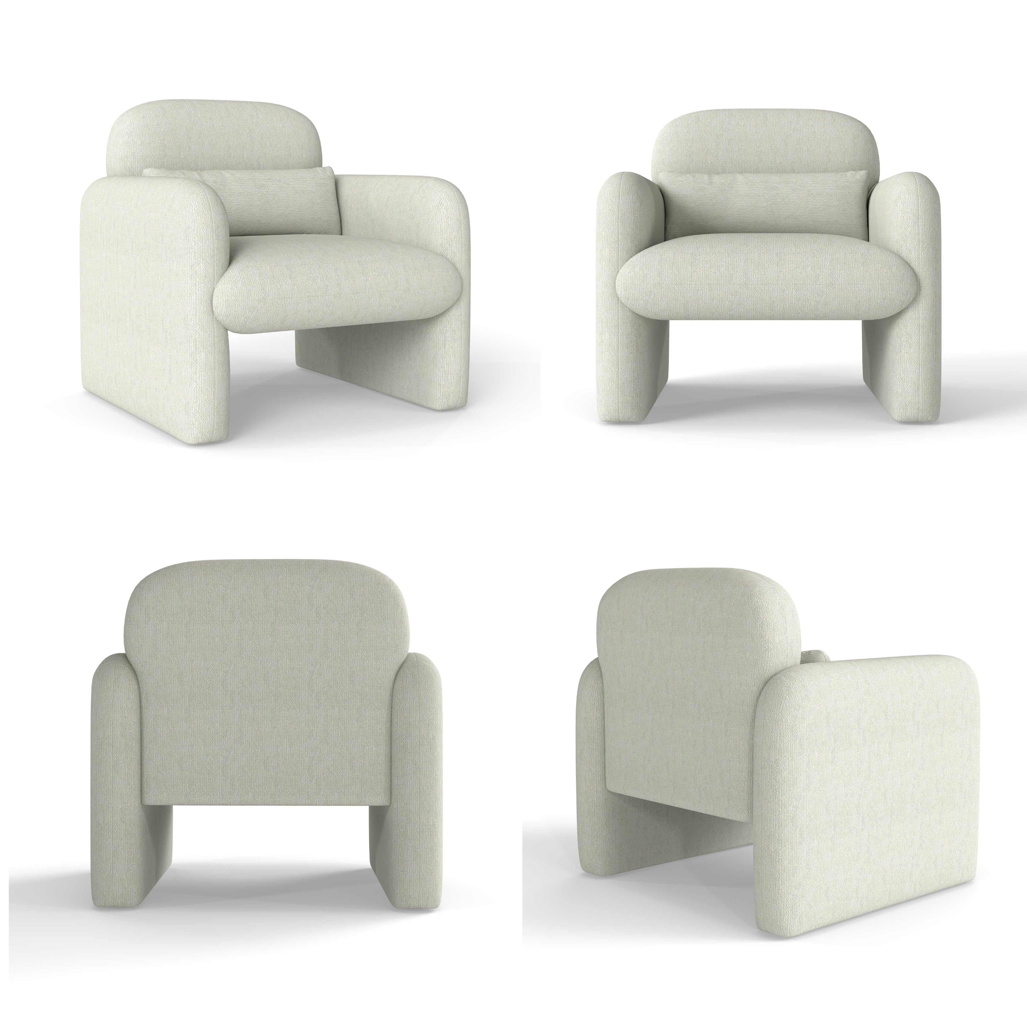 Roundhill Furniture Dylan Modern Upholstered Barrel Armchair in Cream White - Stylish Accent Chair for Living Room, Bedroom or Office