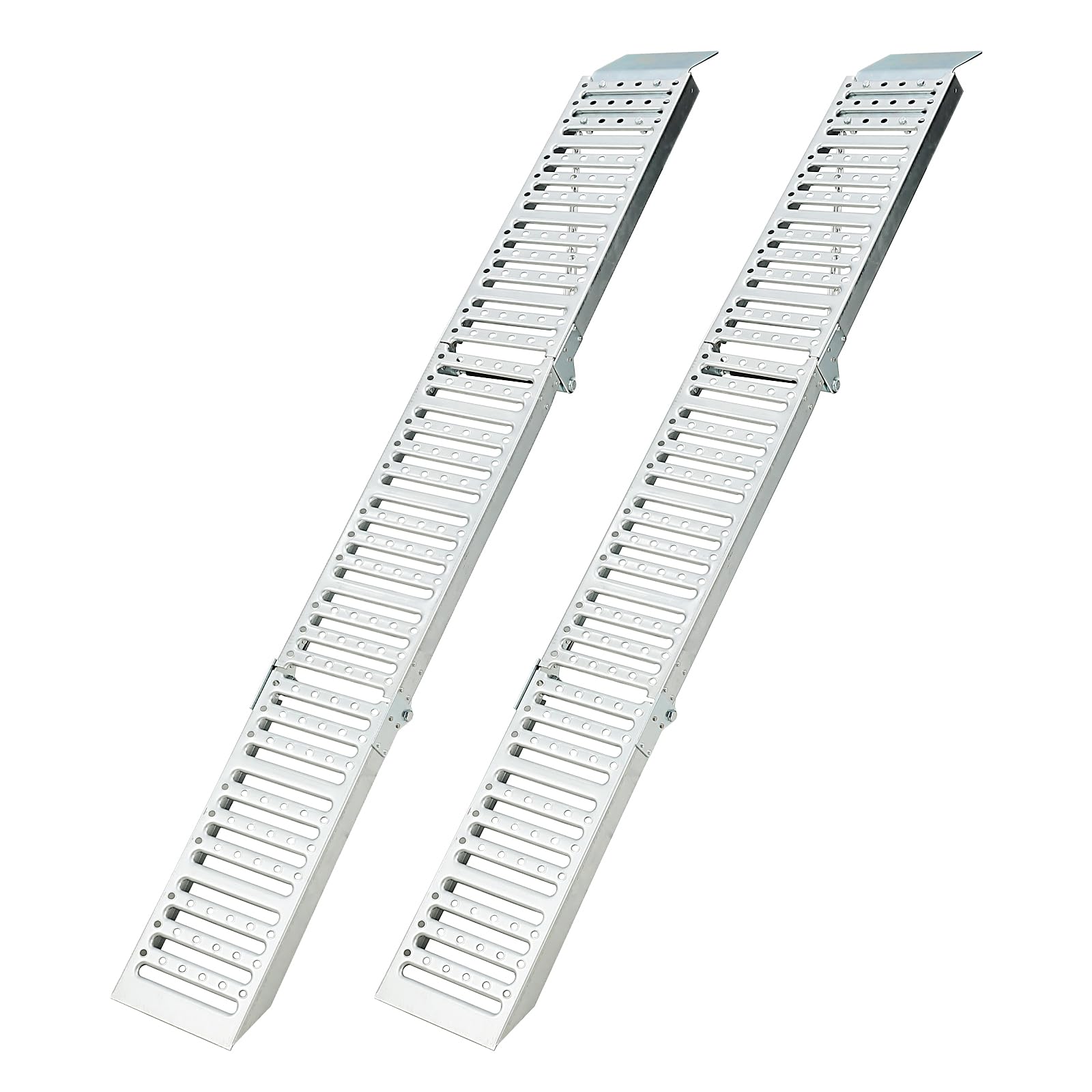 GARVEE 1500Lbs Capacity 2-Piece Tri-Fold Loading Ramps - Heavy Duty Steel Folding Trailer Ramps for ATV, UTV, Motorcycle, Lawn Mower, Tractor & Pickup Truck - Silver | Perfect for Garage, Warehouse & Off-Road Vehicle Loading