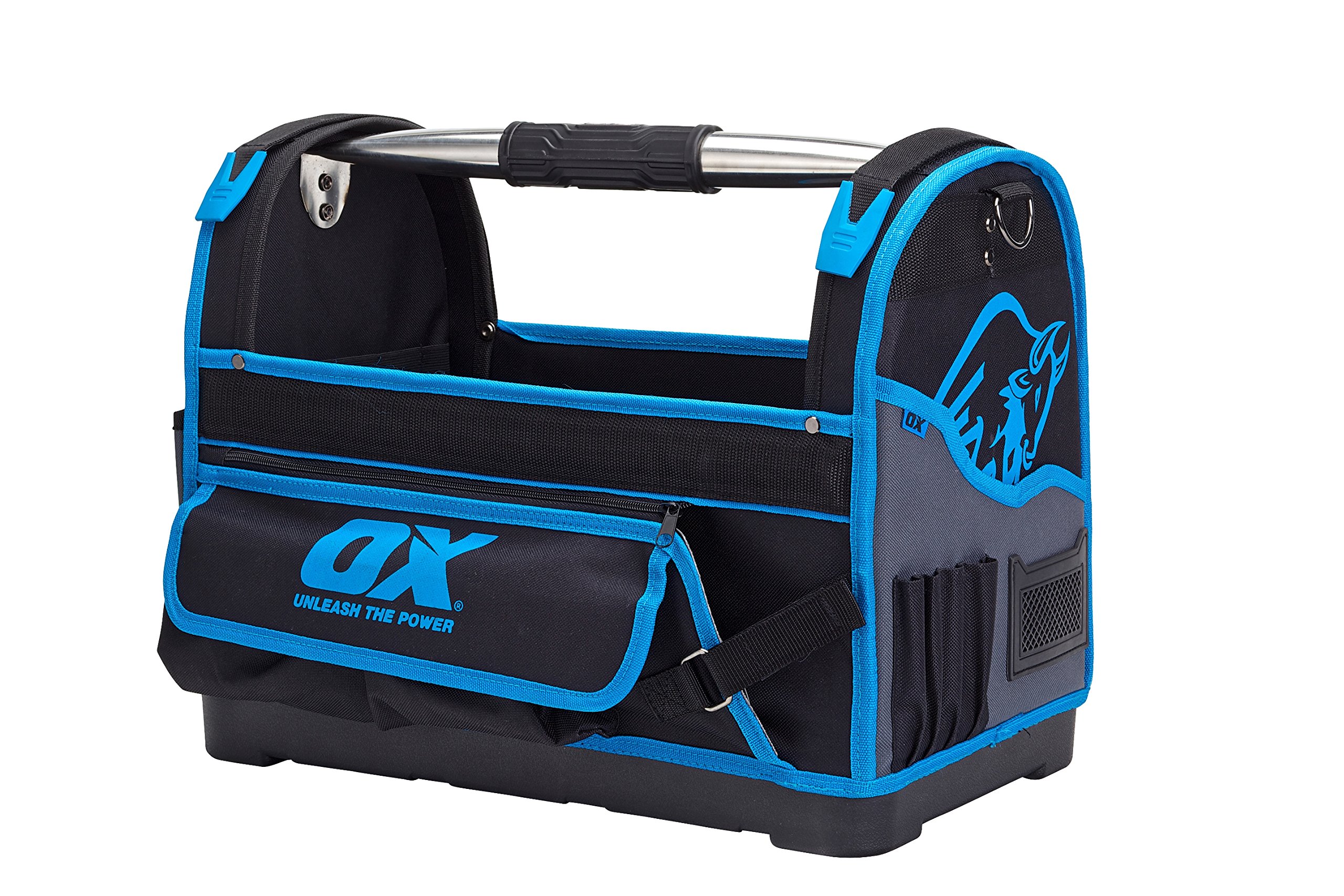 OX Pro 18-Inch Heavy Duty Open Tool Tote Bag - Durable Construction for Electricians, Contractors & DIY Projects - Perfect for Organizing Wrenches, Screwdrivers & Power Tools On Job Sites