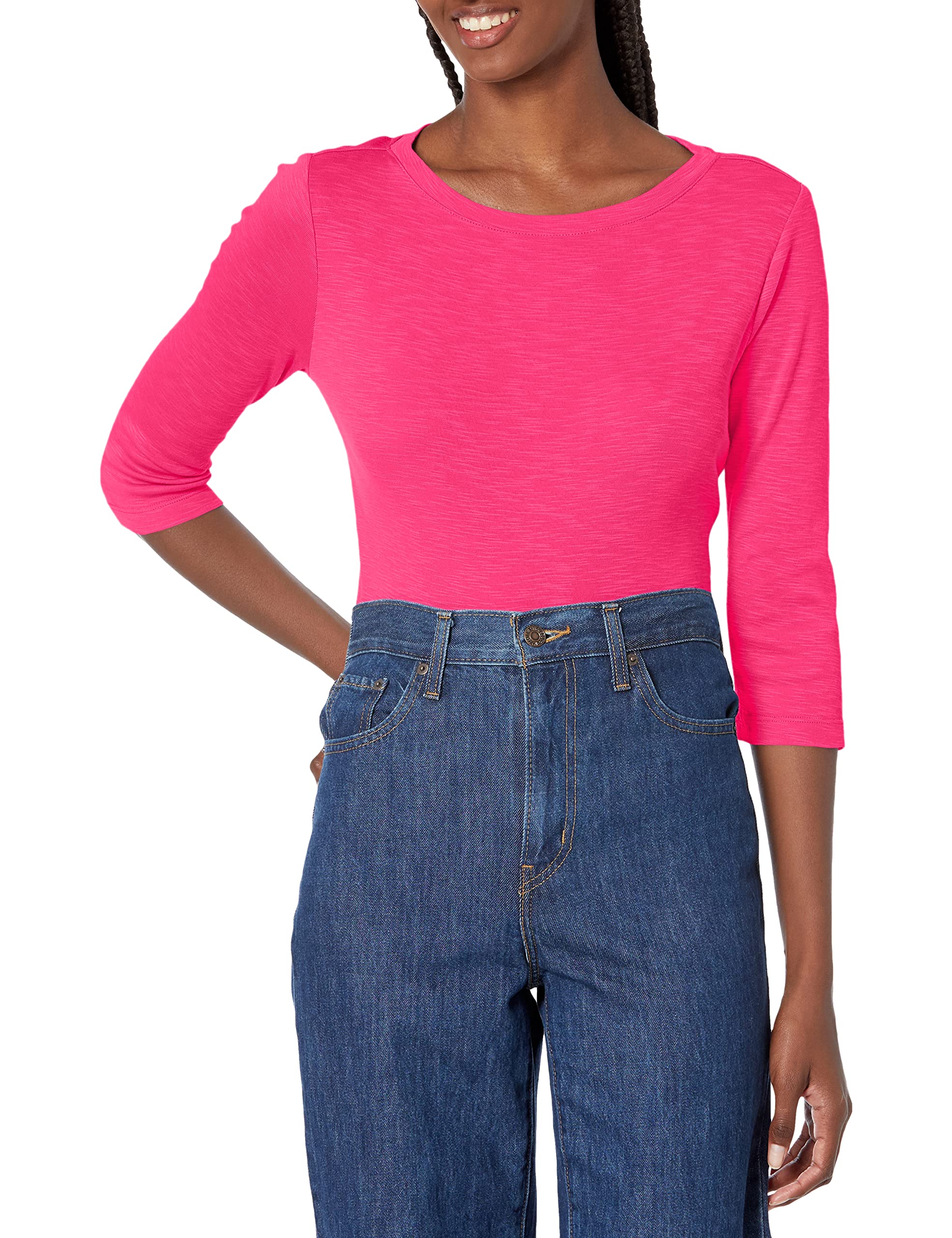 NIC+ZOE Women's 3/4 Sleeve Boat Neck T-Shirt - Soft Casual Top for Everyday Wear, Work & Weekend Outfits