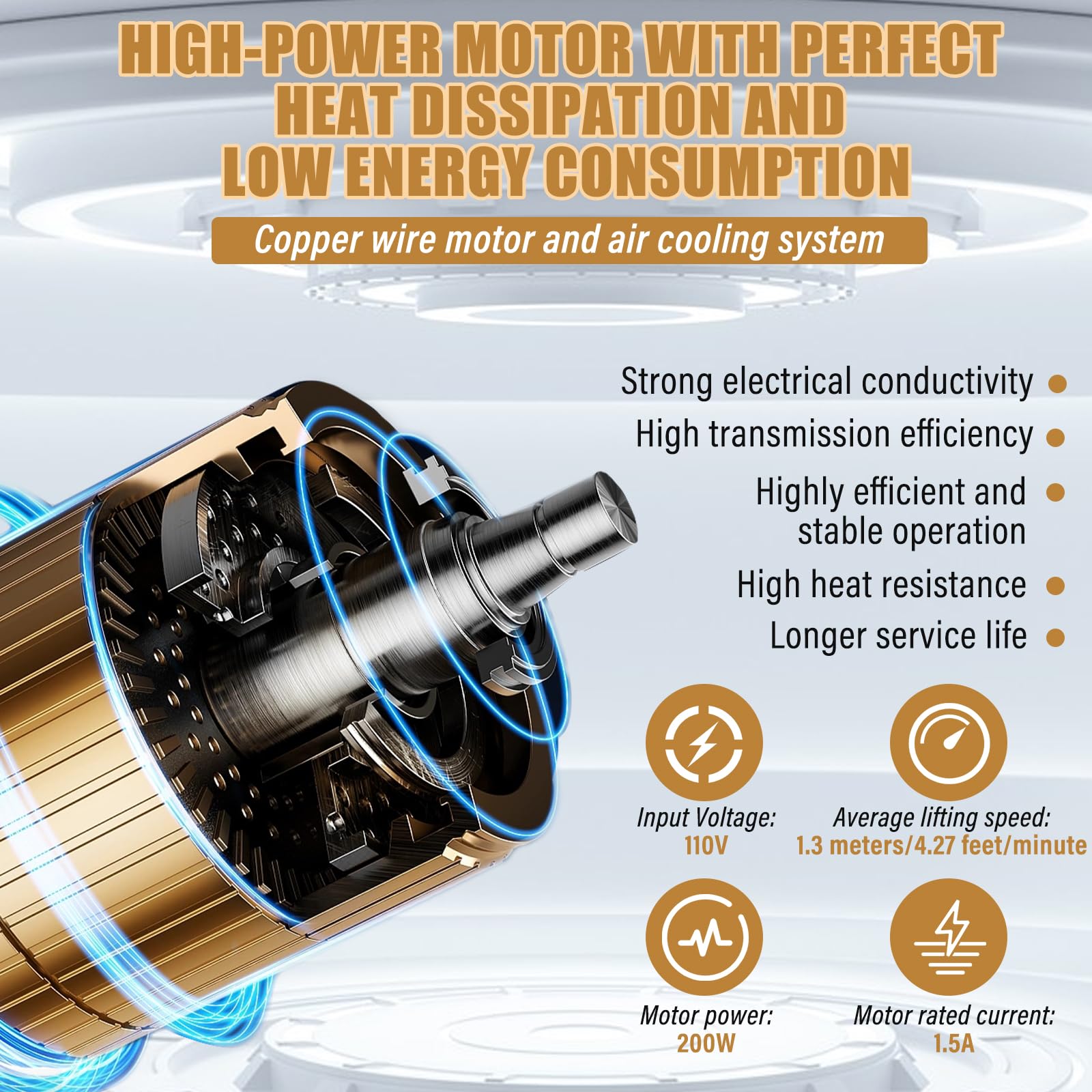 220LBS 13.12FT Motorized Chandelier Hoist Lift System - Heavy Duty Electric Ceiling Light Lifter with Wall Switch & Remote Control - Perfect for High Ceiling Homes, Villas, and Event Venues