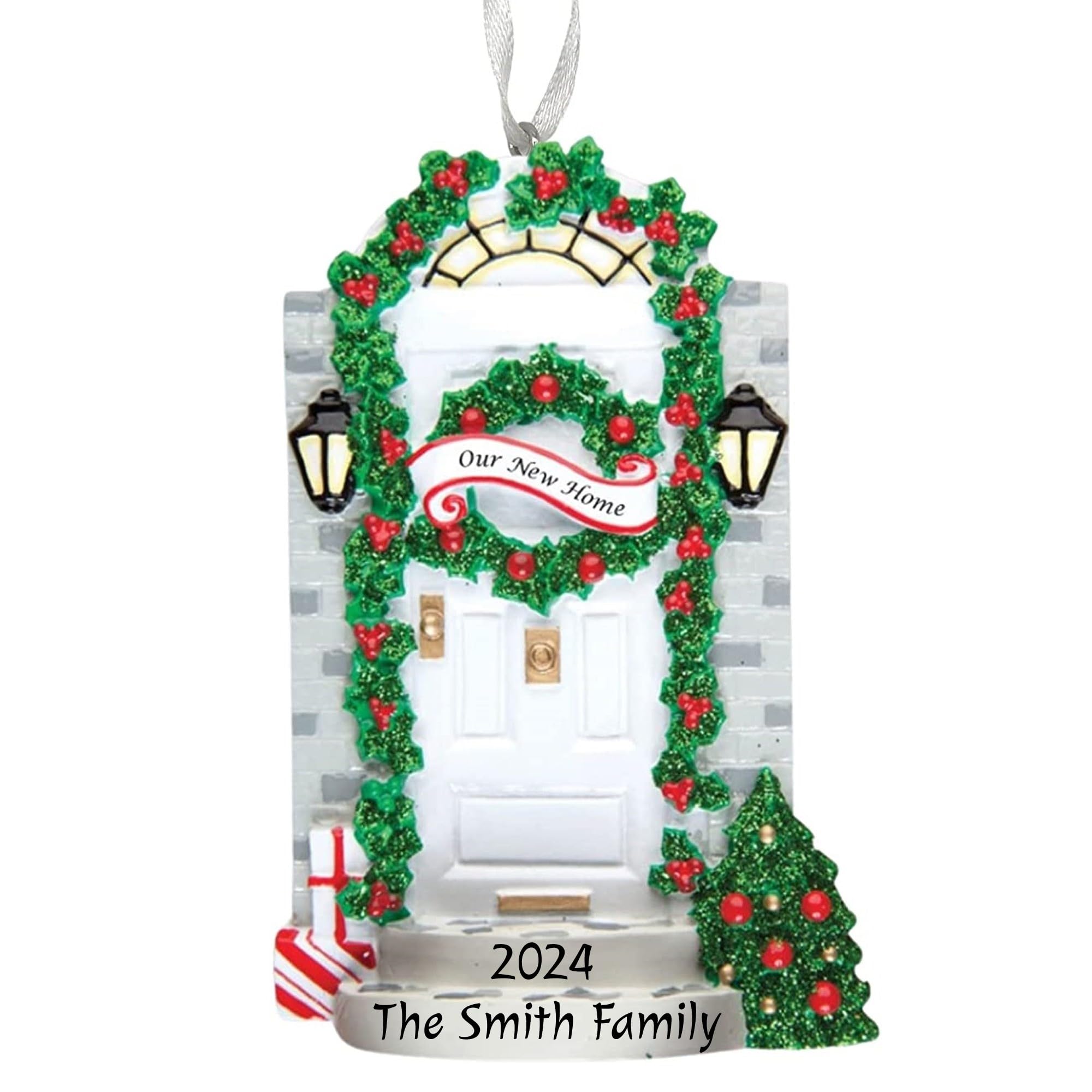 2024 Personalized Christmas Ornament - Custom Handwritten Home Decoration for Apartment & House Doors - Free Name Customization - Perfect for Holiday Front Door Decor & Gift Giving