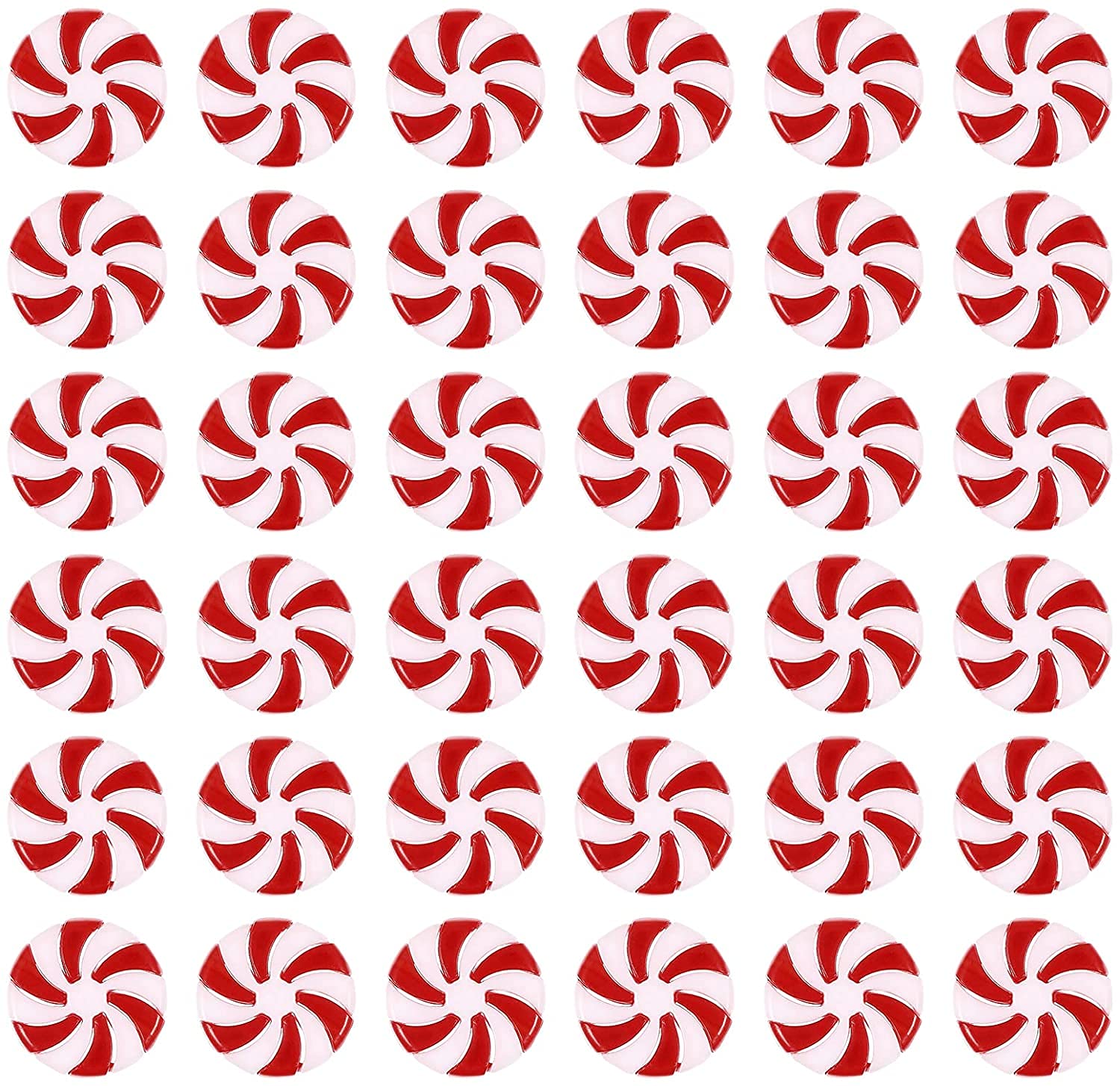 50-Piece Red & White Christmas Garland Candy Swirl Ornaments - Plastic Candy Tree Decorations with Crystal Wire for Xmas Home & Party Decor | Holiday Mantel, Tree, Gift Wrapping