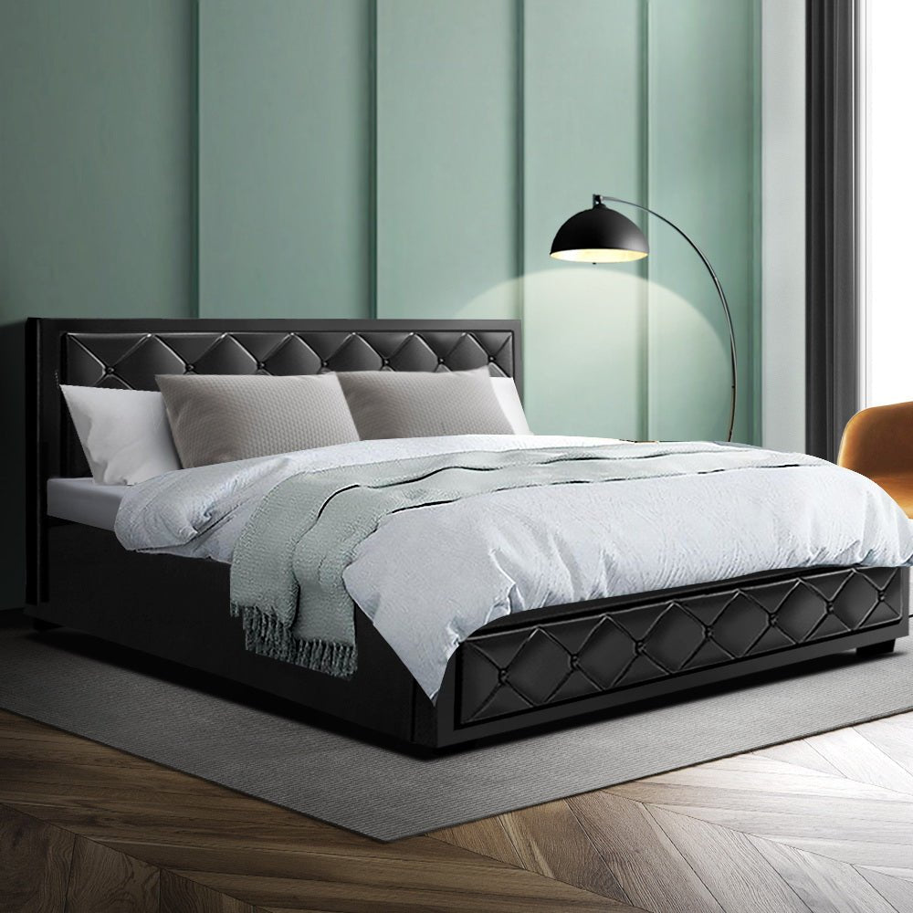King Size Bronte Bed Black & Bonita Euro Top Medium Firm Mattress - Premium Support for Back Pain Relief, Perfect for Master Bedrooms & Guest Rooms