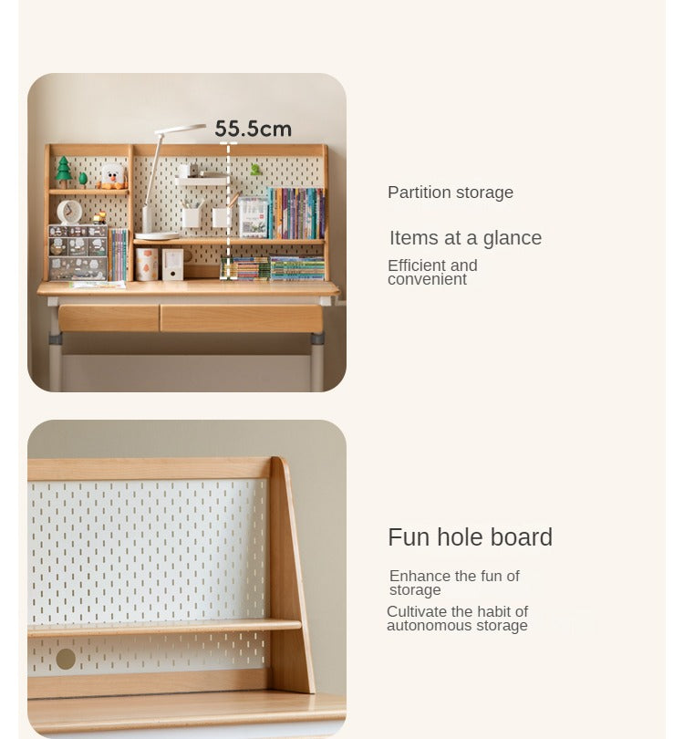Solid Beech Wood Adjustable Lift Study Desk - Perfect for Home Office, Reading & Writing Workspace