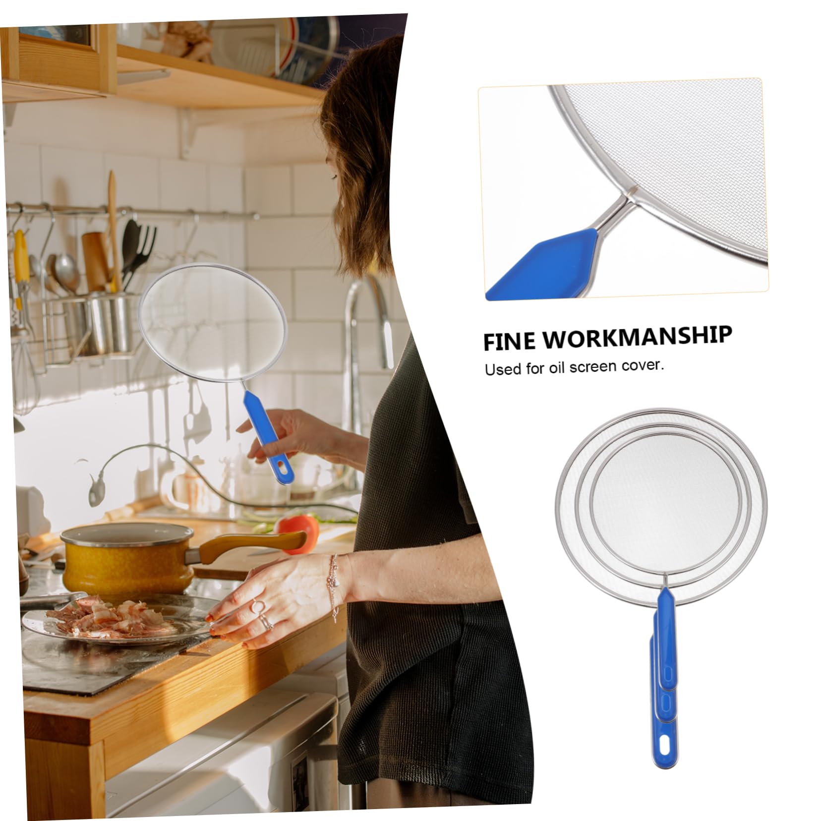 Hemoton 3-Pack Oil Splatter Guard for Frying Pans - Anti-Splash Cooking Oil Net Cover with Non-Slip Design - Perfect for Sauteing, Frying & Deep Frying at Home