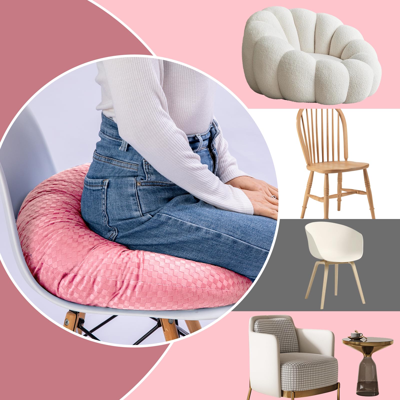 Post-Surgery BBL Pillow for Brazilian Butt Lift Recovery - Comfortable Donut Cushion for Sitting, Sleeping & Driving - Orthopedic Seat Pillow for Women with Lumbar Support (Pink) - Perfect for Post-Op Care, Office Chairs, Car Seats & Home Use