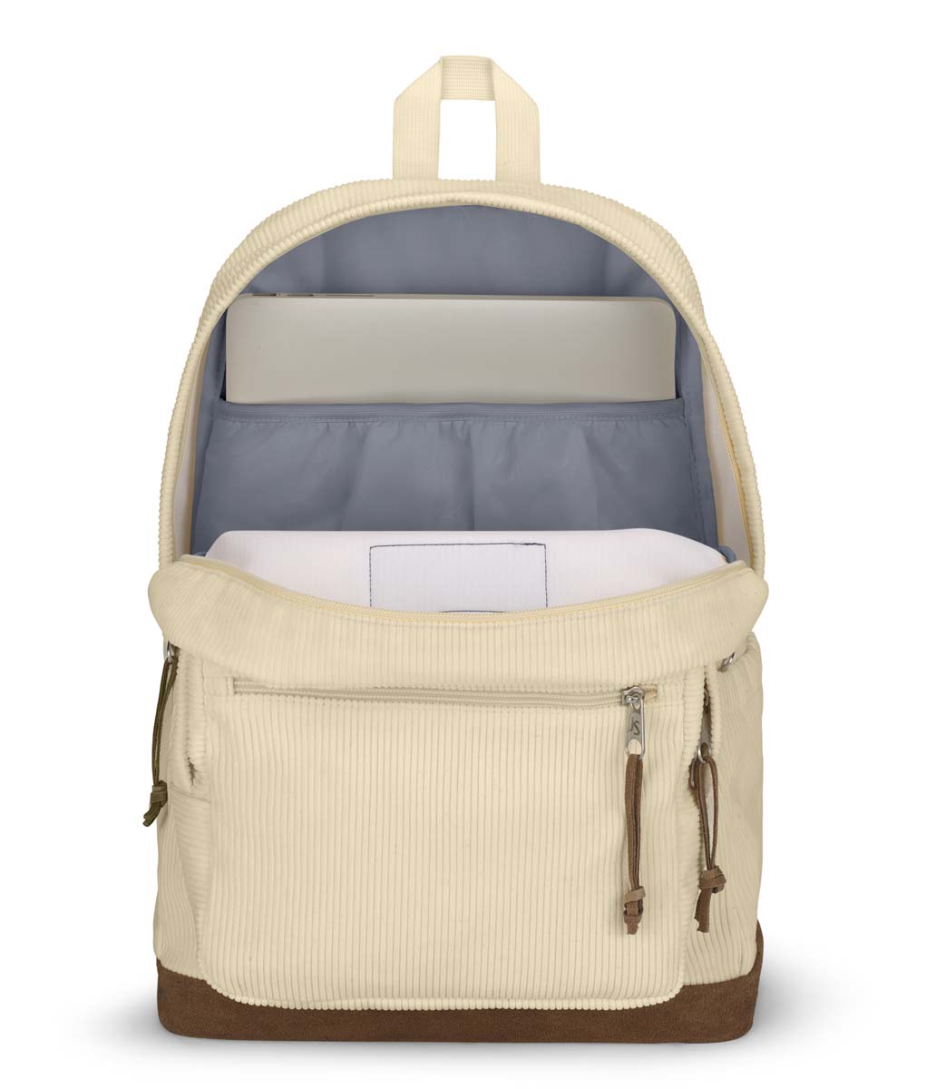 JanSport Right Pack Expressions Backpack - Coconut Corduroy Fabric, Lightweight Laptop School Bag for College Students & Travel, Perfect for Campus, Commuting & Outdoor Adventures