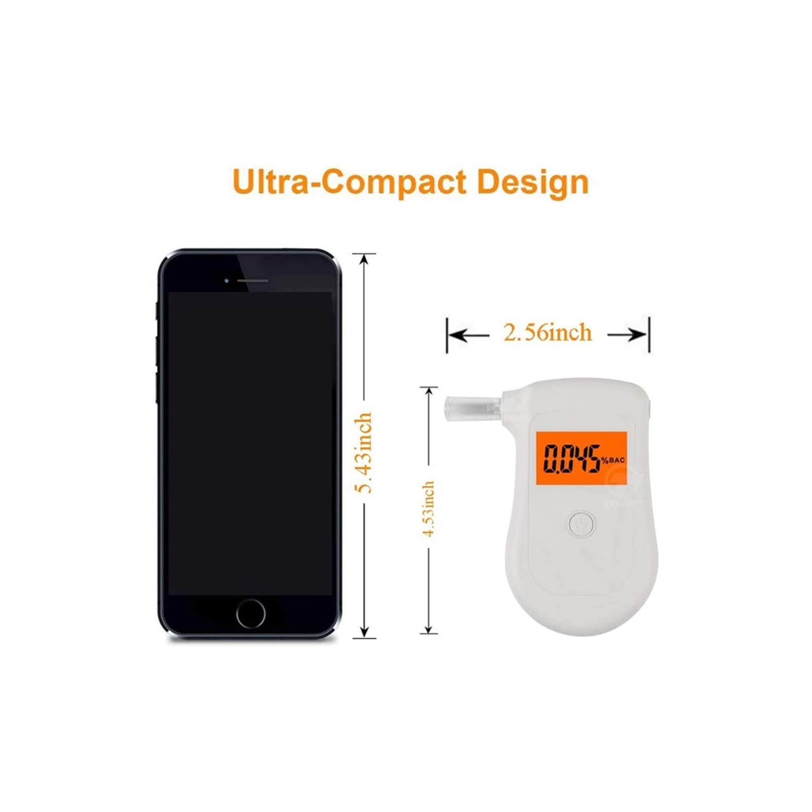 Portable Digital Breathalyzer Alcohol Tester with Backlit LCD Display - Accurate BAC Testing for Personal & Professional Use - Perfect for Home Safety, Workplace Testing, and Responsible Drinking Monitoring