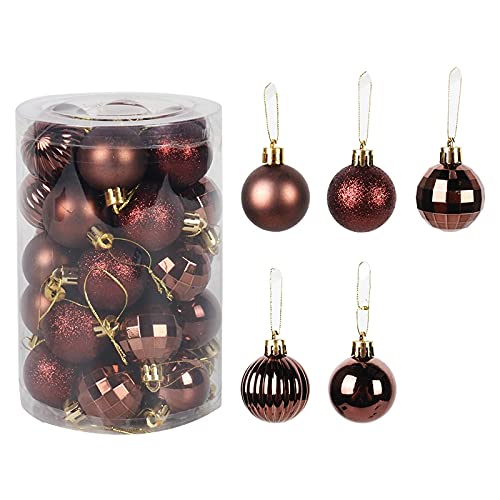 34pcs Coffee Christmas Tree Ornaments - Assorted Color Christmas Balls, Xmas Decorations, Hanging Tree Pendants for Holiday Decor - Perfect for Christmas Trees, Home Decor, and New Year 2021 Gifts