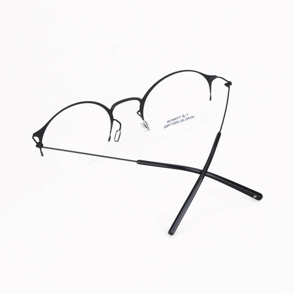Aimee Unisex Semi-Rimless Round Alloy Eyeglasses Frame 1850 - Lightweight & Durable for Reading, Driving, and Daily Wear