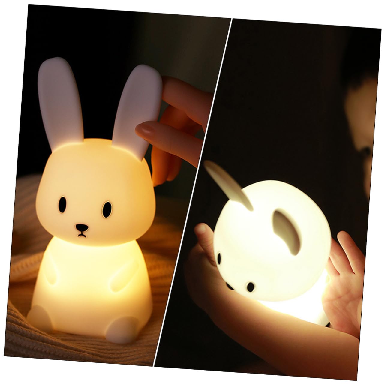 5 Pack Rabbit LED Bunny Night Light - Cute Animal Night Lamp with White Glow, Battery Operated for Kids Room, Nursery, Bedroom Decor & Gift Ideas
