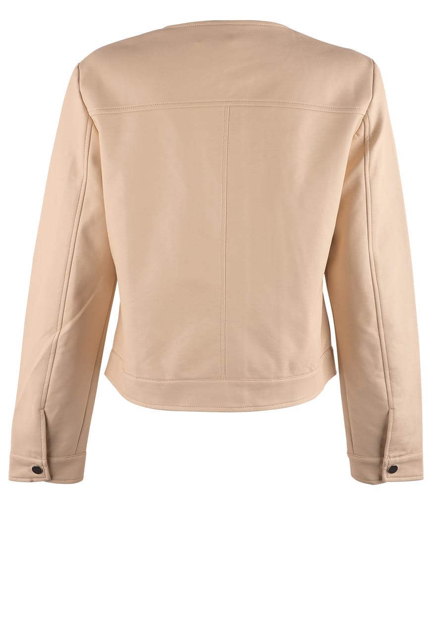 Dolce Cabo Faux Leather Jacket Women's Cream - Stylish Vegan Leather Coat for Casual Outings, Date Nights & Fall Fashion